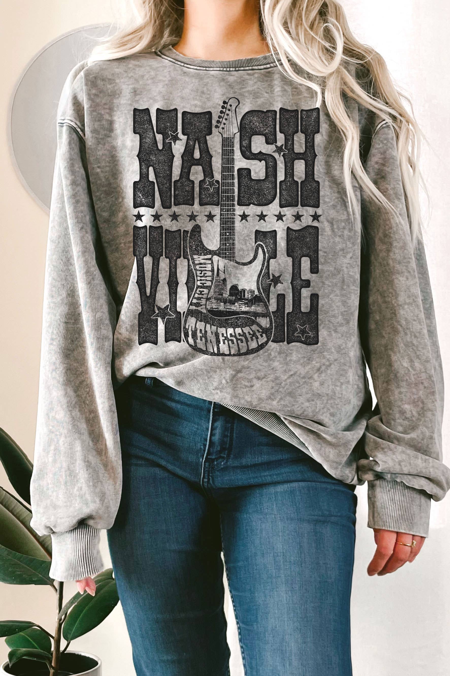 Nashville Guitar Nighmineral Graphic Terry Sweatshirt T-Shirts, Hoodie | PodTeesHub.com
