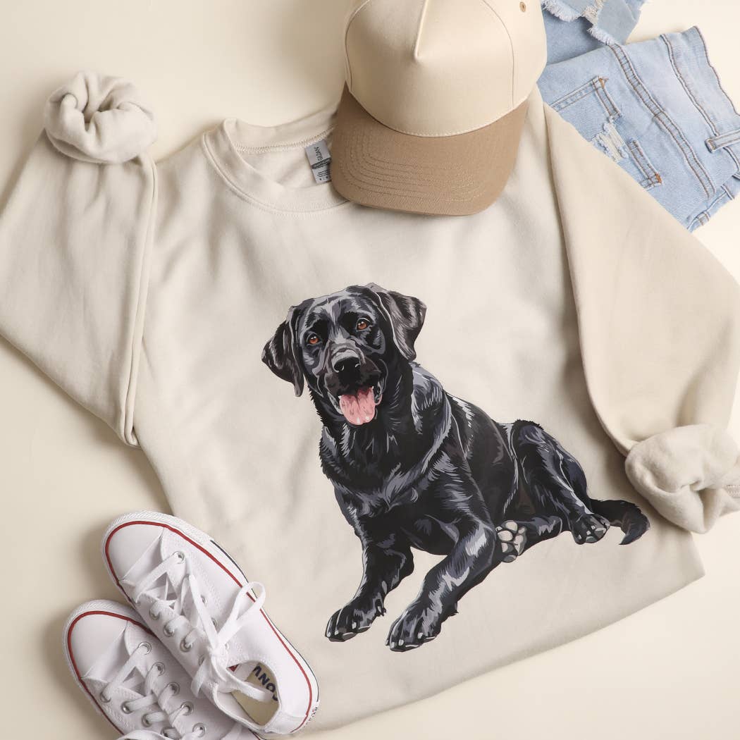 Black Labrador Graphic Heavyweight Sweatshirt T-Shirts, Hoodie | PodTeesHub.com