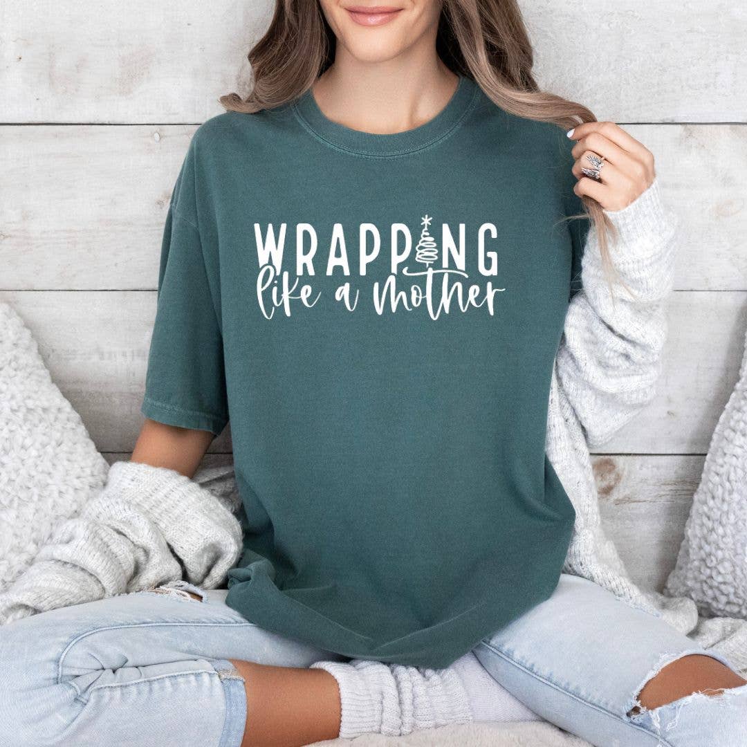 Wrapping Like A Mother Christmas Graphic Tee Hoodie, Sweatshirt | PodTeesHub.com