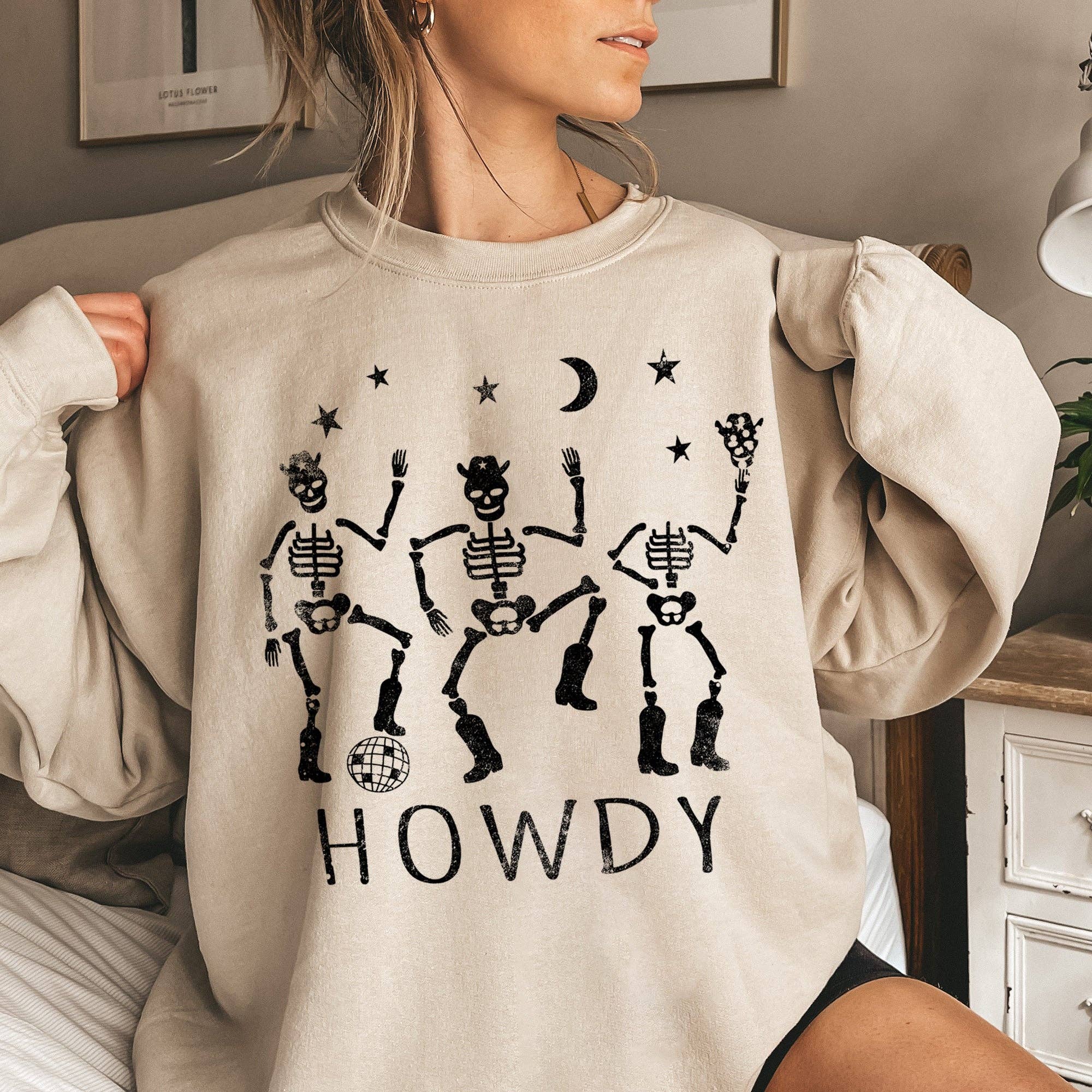 Howdy Skeletons Halloween Sweatshirt T-Shirts, Hoodie | PodTeesHub.com