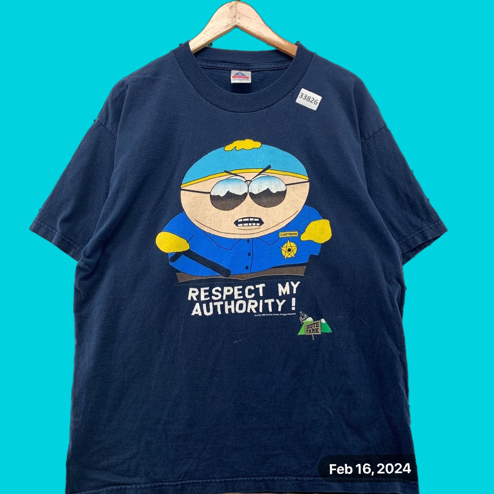 Vintage South Park Cartman Shirt Mens Xl Blue Funny Police Officer Cartoon Hoodie, Sweatshirt | PodTeesHub.com
