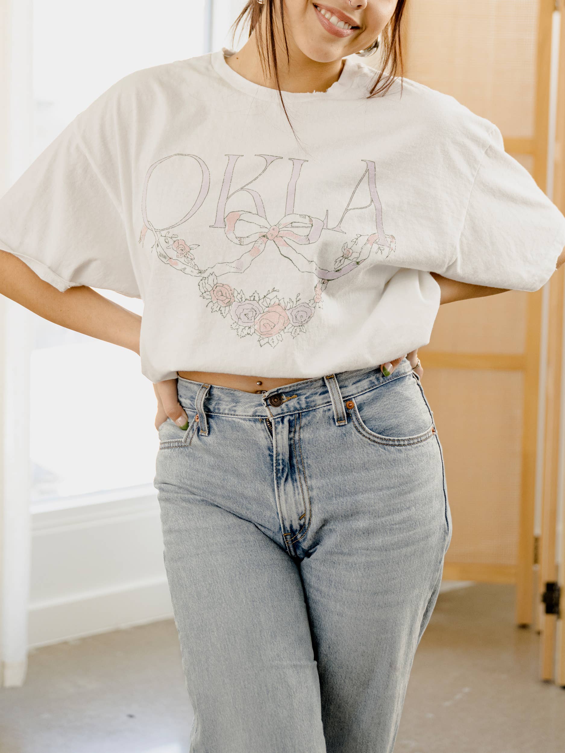 Okla Swag White Thrifted Graphic Tee Hoodie, Sweatshirt | PodTeesHub.com
