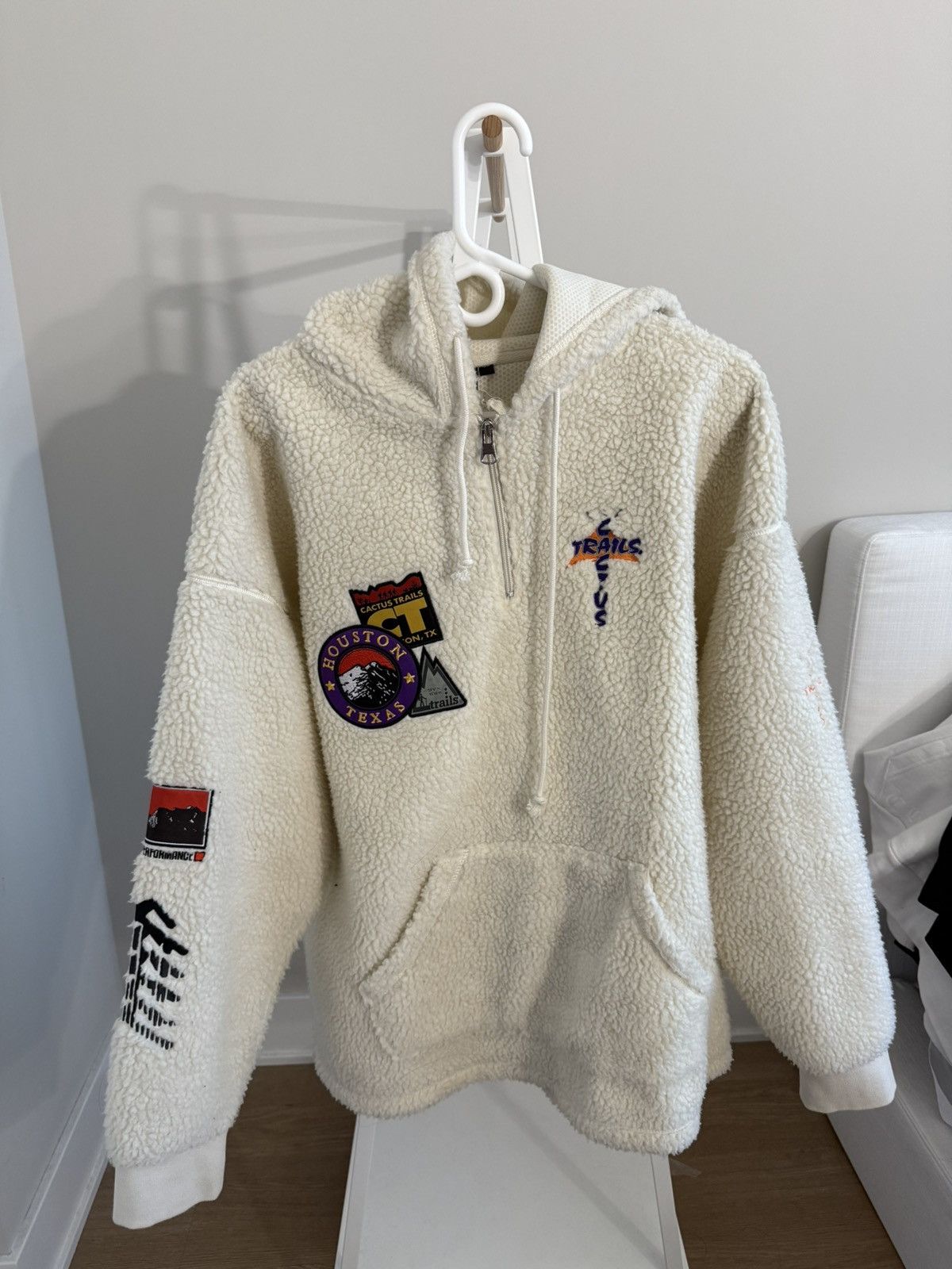 Scott Travis Scott Cactus Trails Half Zip Sherpa Hoodie In Cream T-Shirts, Sweatshirt | PodTeesHub.com