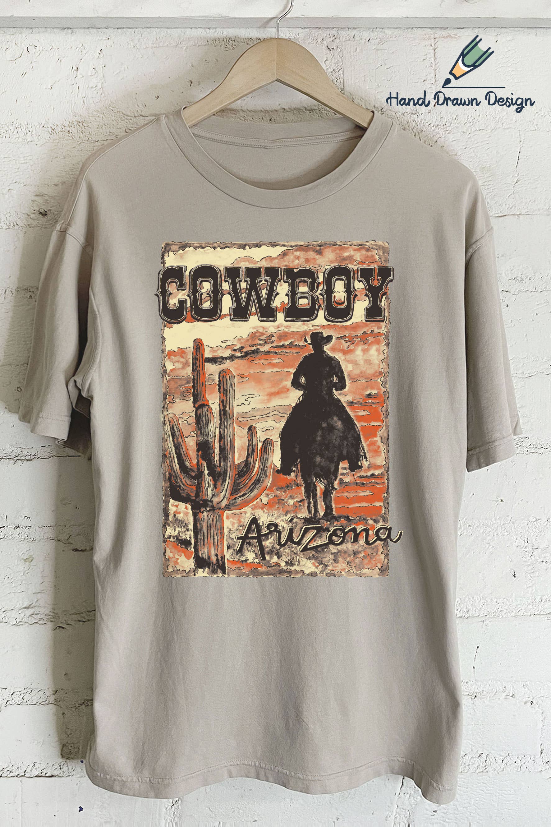 Arizona Cowboy-Hand Drawn Oversized Tee Hoodie, Sweatshirt | PodTeesHub.com
