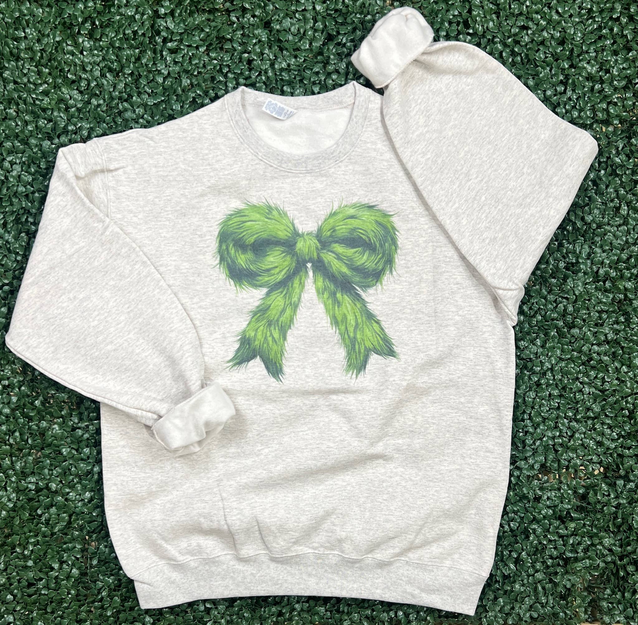 Green Man Bow Sweatshirt On Ash Gray T-Shirts, Hoodie | PodTeesHub.com