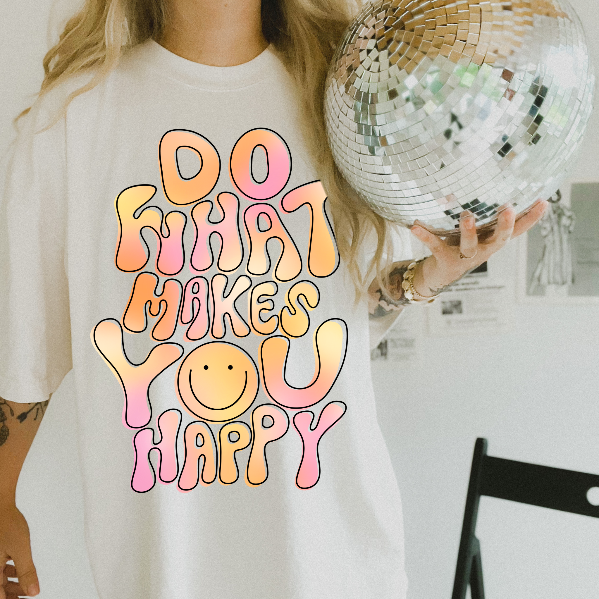 Do What Makes You Happy Preppy Comfort Color Graphic Tee Hoodie, Sweatshirt | PodTeesHub.com