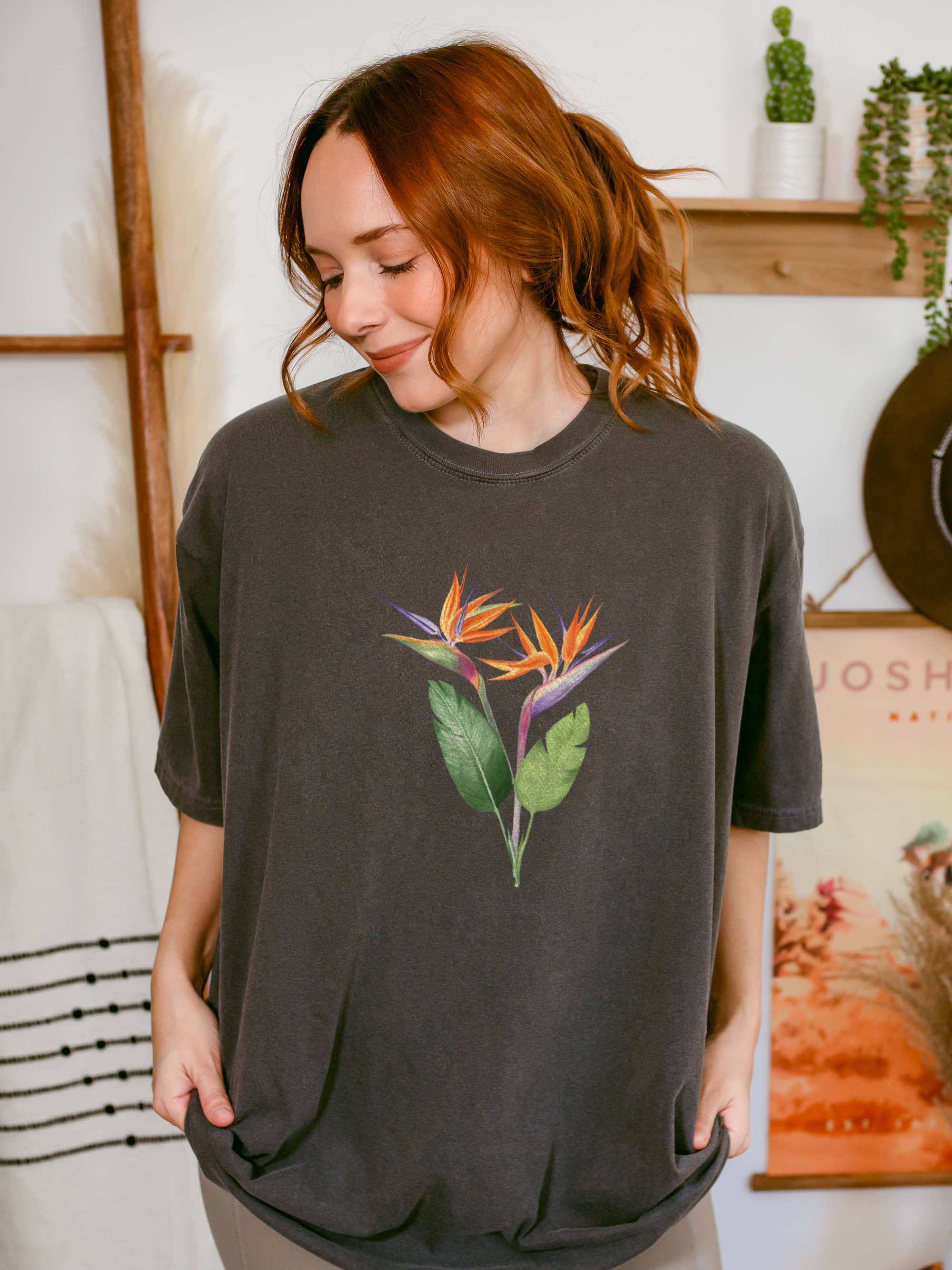 Bird of Paradise Tshirt Vintage Style Soft Comfort Colors Hoodie, Sweatshirt | PodTeesHub.com