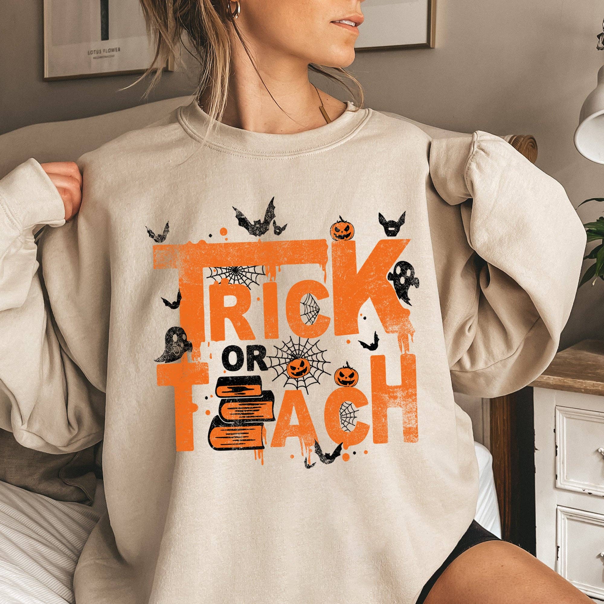 Trick or Teach Halloween Sweatshirt T-Shirts, Hoodie | PodTeesHub.com