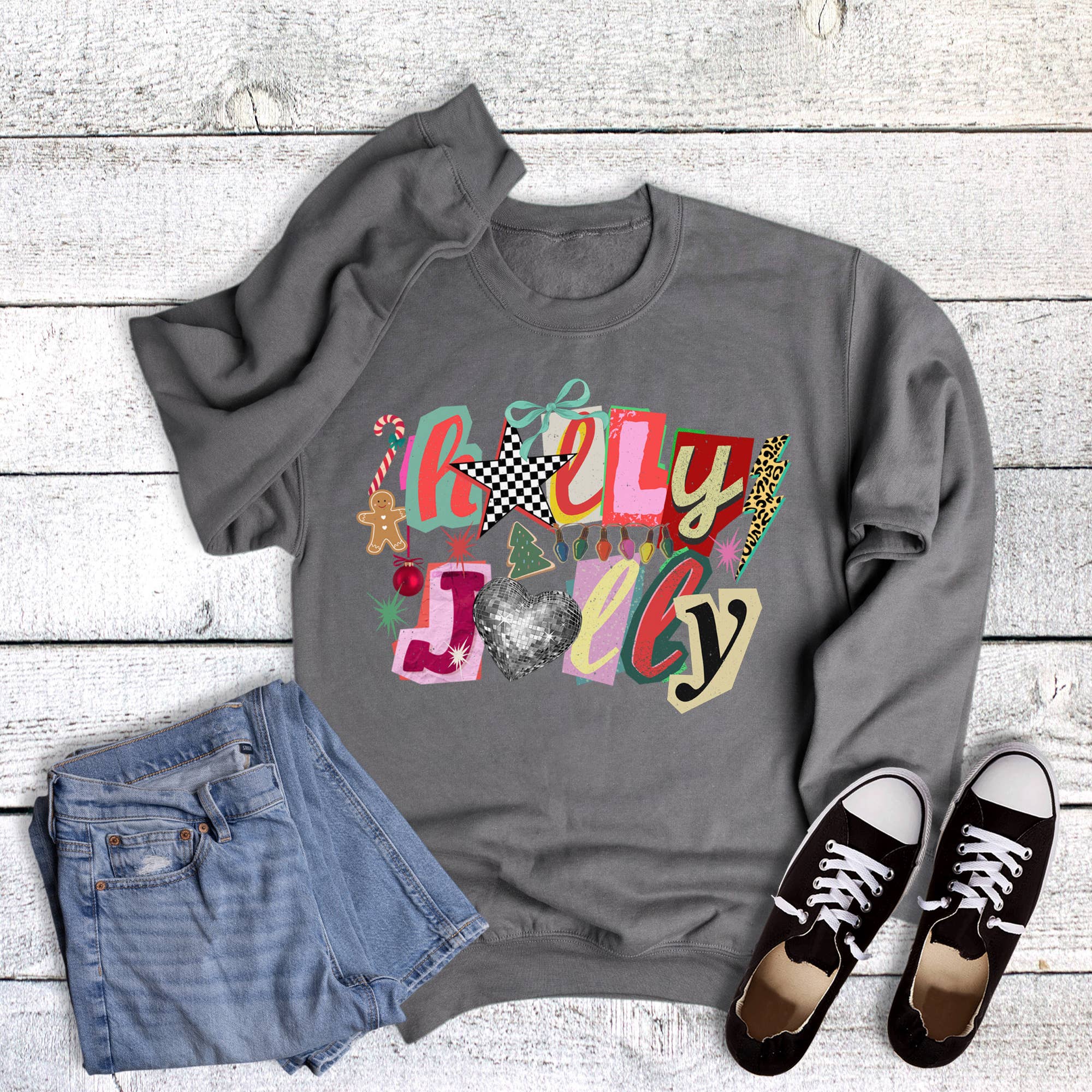 Christmas Holly Jolly Magazine Letters Sweatshirt T-Shirts, Hoodie | PodTeesHub.com