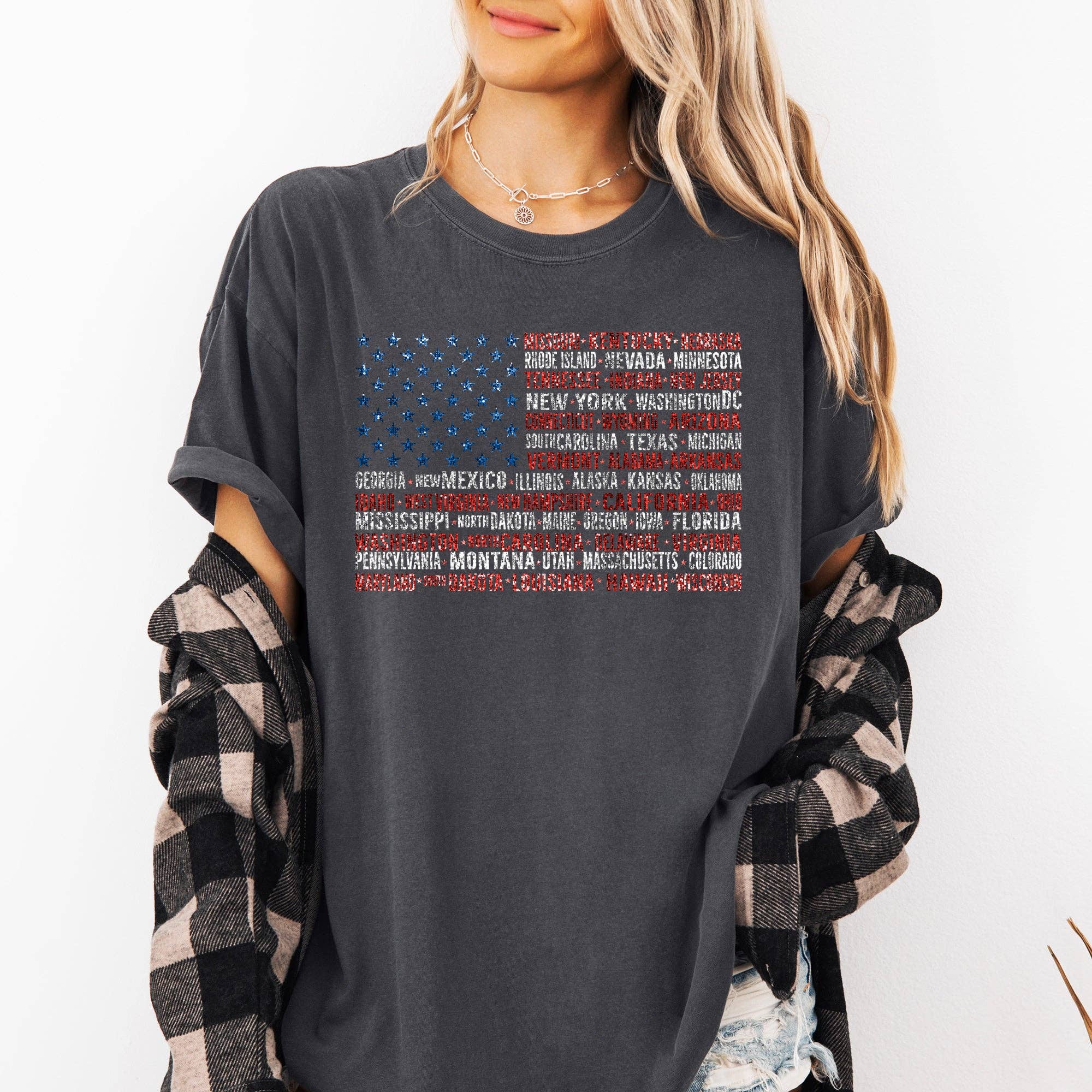 American Flag, States, USA, Patriotic, America, 4th of July Tshirt Hoodie, Sweatshirt | PodTeesHub.com