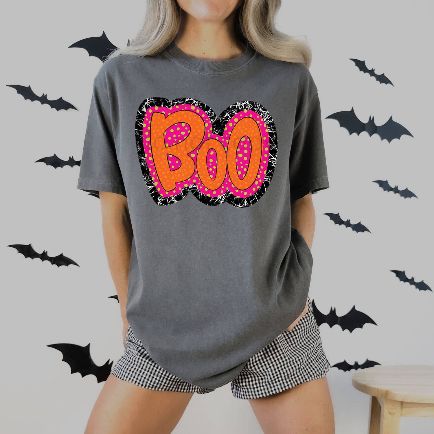 Bright Boo Patterned Tee Hoodie, Sweatshirt | PodTeesHub.com
