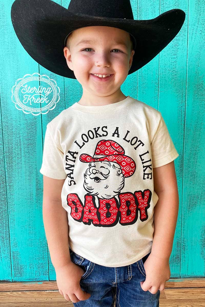 Santa Looks A Lot Like Daddy Kids Tee Hoodie, Sweatshirt | PodTeesHub.com