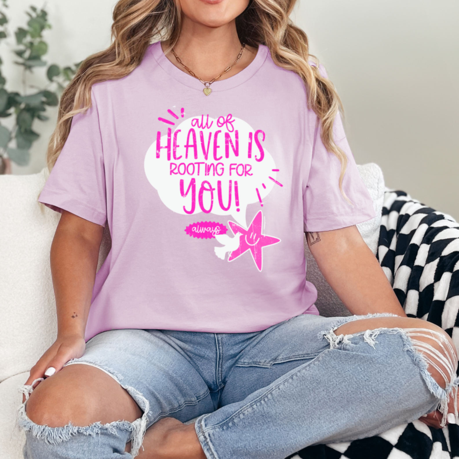 All of Heaven Is Rooting For You Graphic Tee | Bella Canvas Hoodie, Sweatshirt | PodTeesHub.com