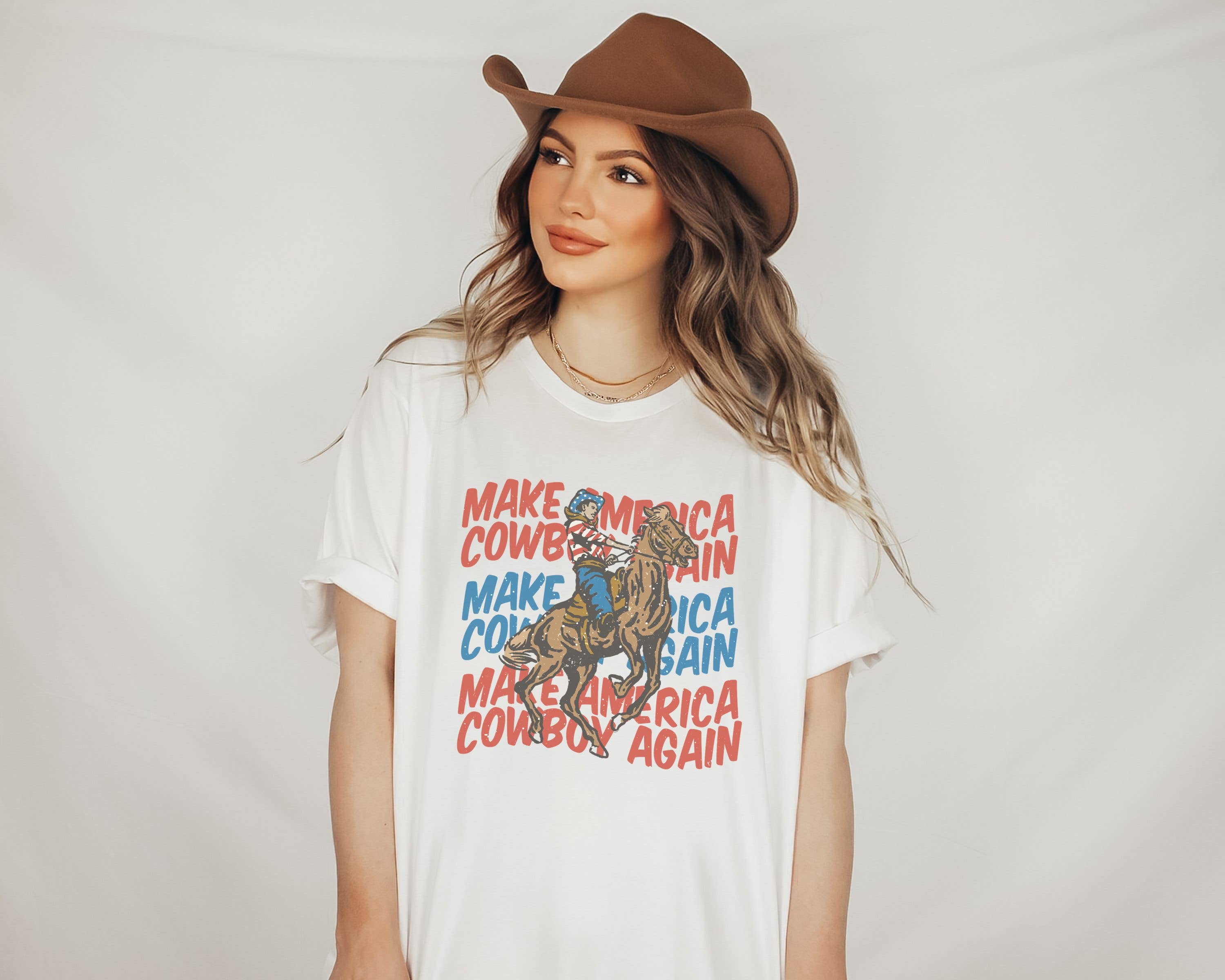 Make America Cowboy Tee | Patriotic T Shirt | Usa Tee Hoodie, Sweatshirt | PodTeesHub.com