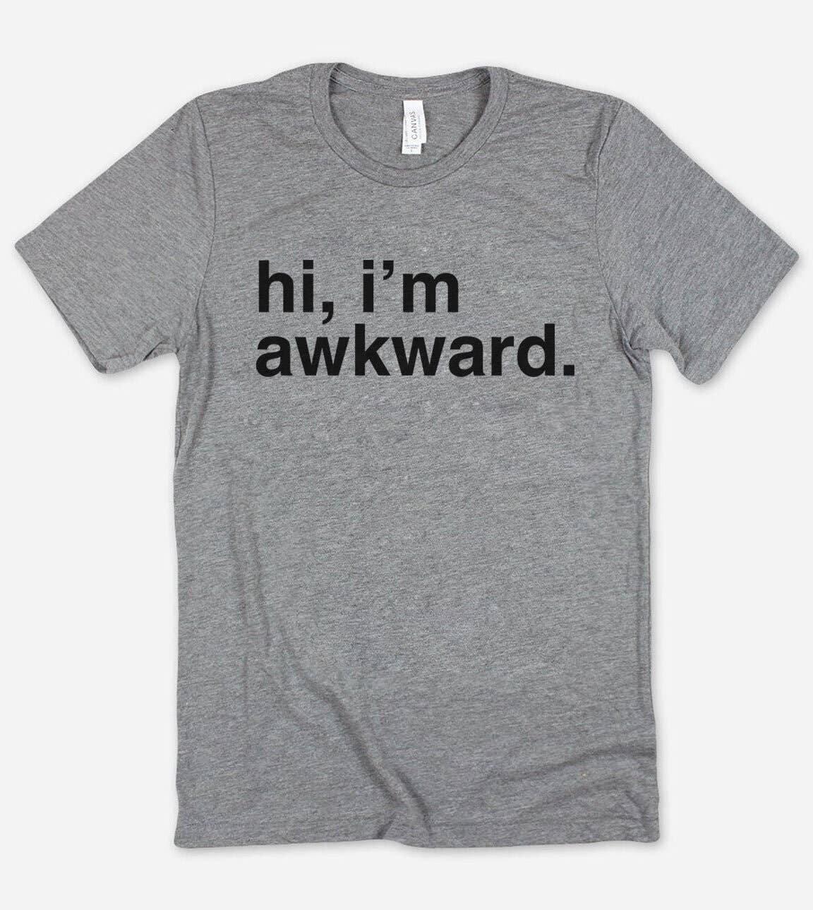 Hi I'm Awkward - Funny Cute Nerd Introvert T-Shirt Hoodie, Sweatshirt | PodTeesHub.com
