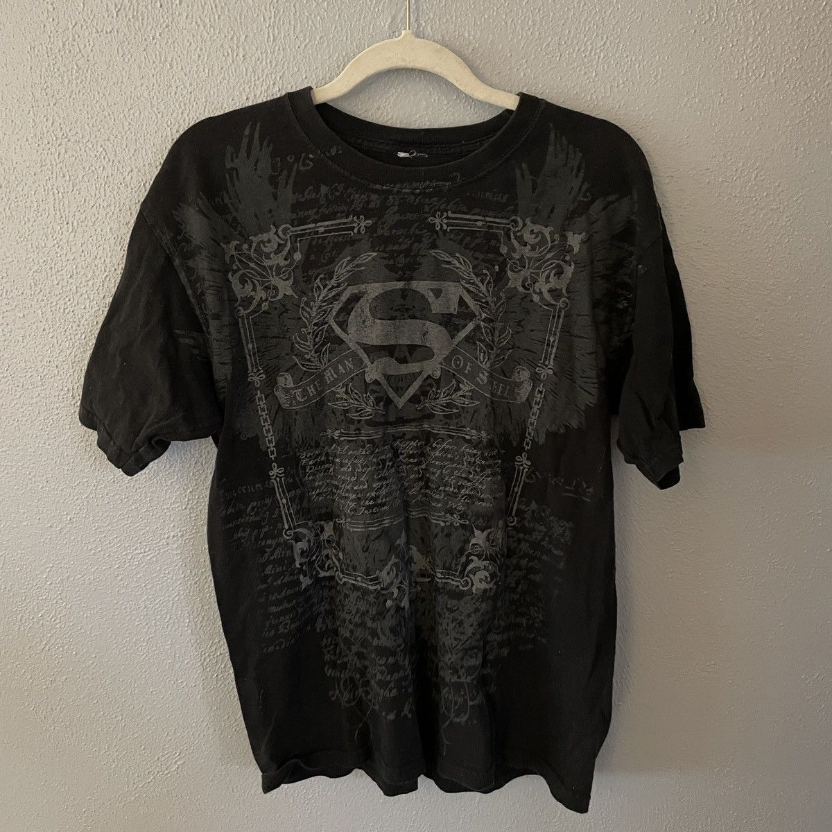 Vintage Dc Black Grey Superman Graphic T Shirt Men S Size L Hoodie, Sweatshirt | PodTeesHub.com
