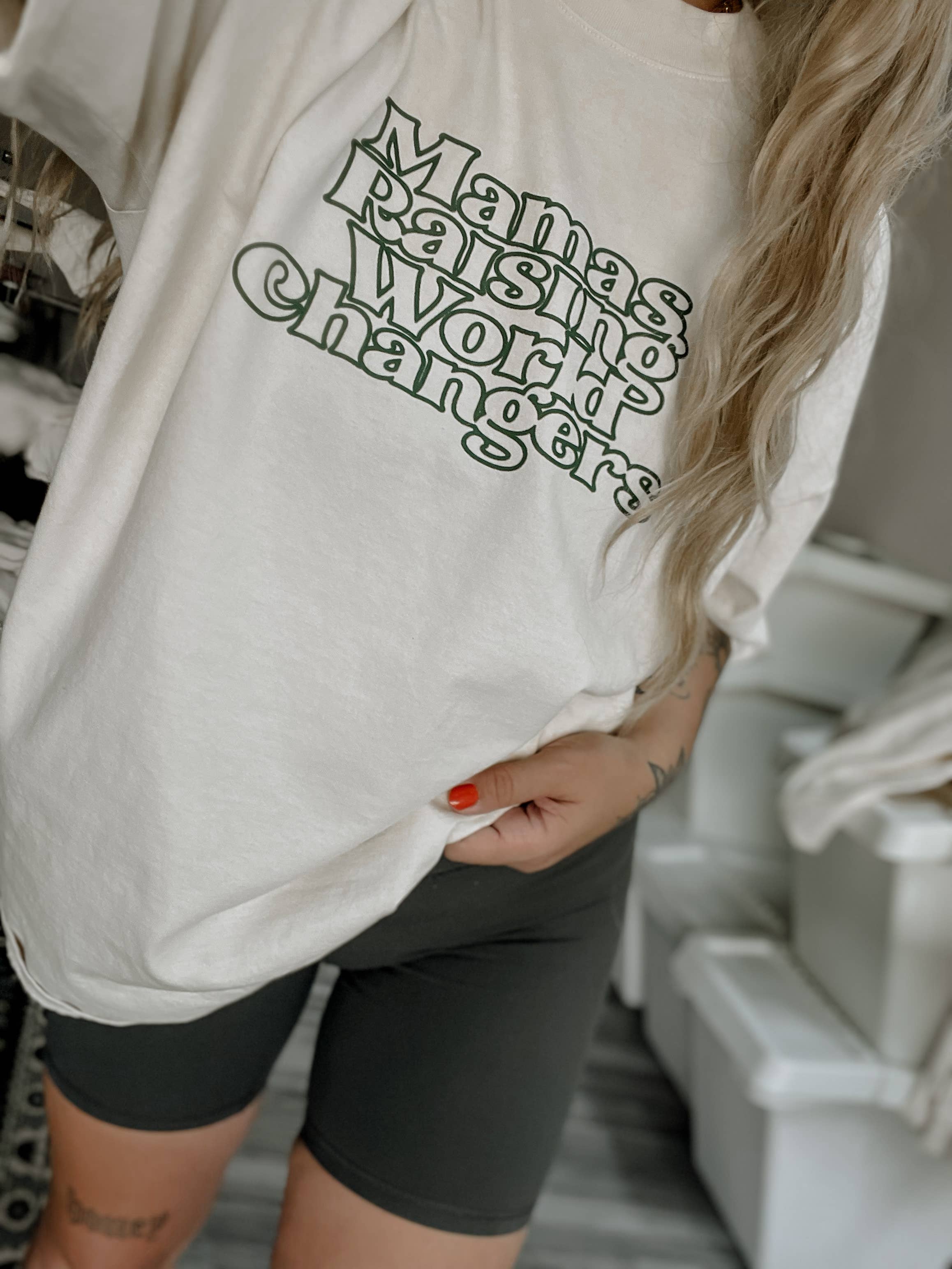 Mamas Raising World Changers Graphic Tee - Ivory Hoodie, Sweatshirt | PodTeesHub.com