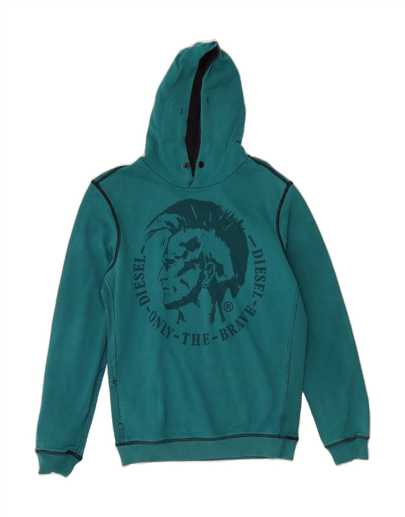 Diesel Mens Graphic Hoodie Jumper Small Green Cotton T-Shirts, Sweatshirt | PodTeesHub.com