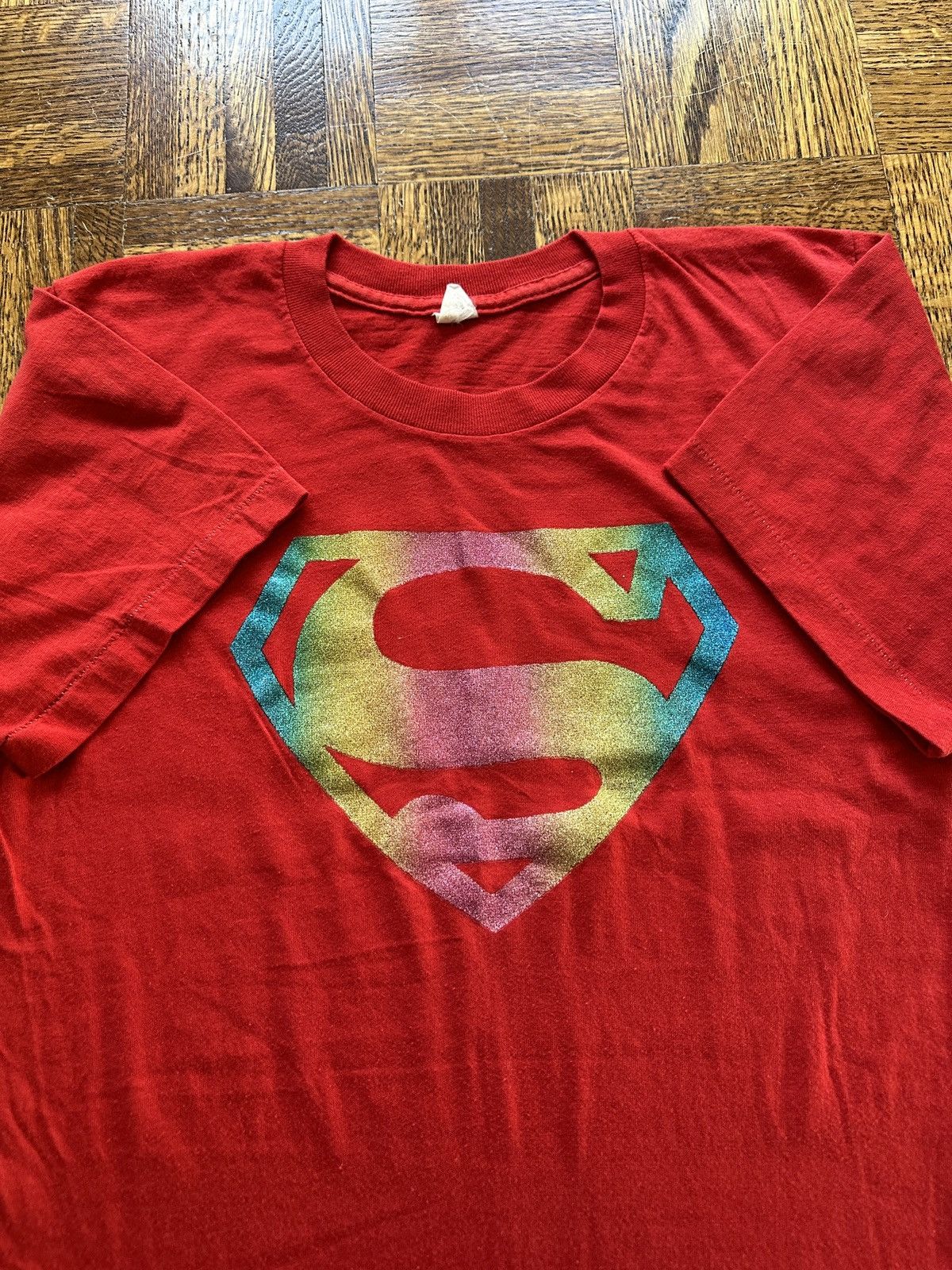 Vintage 70s Superman Rainbow Logo Graphic Tee Hoodie, Sweatshirt | PodTeesHub.com
