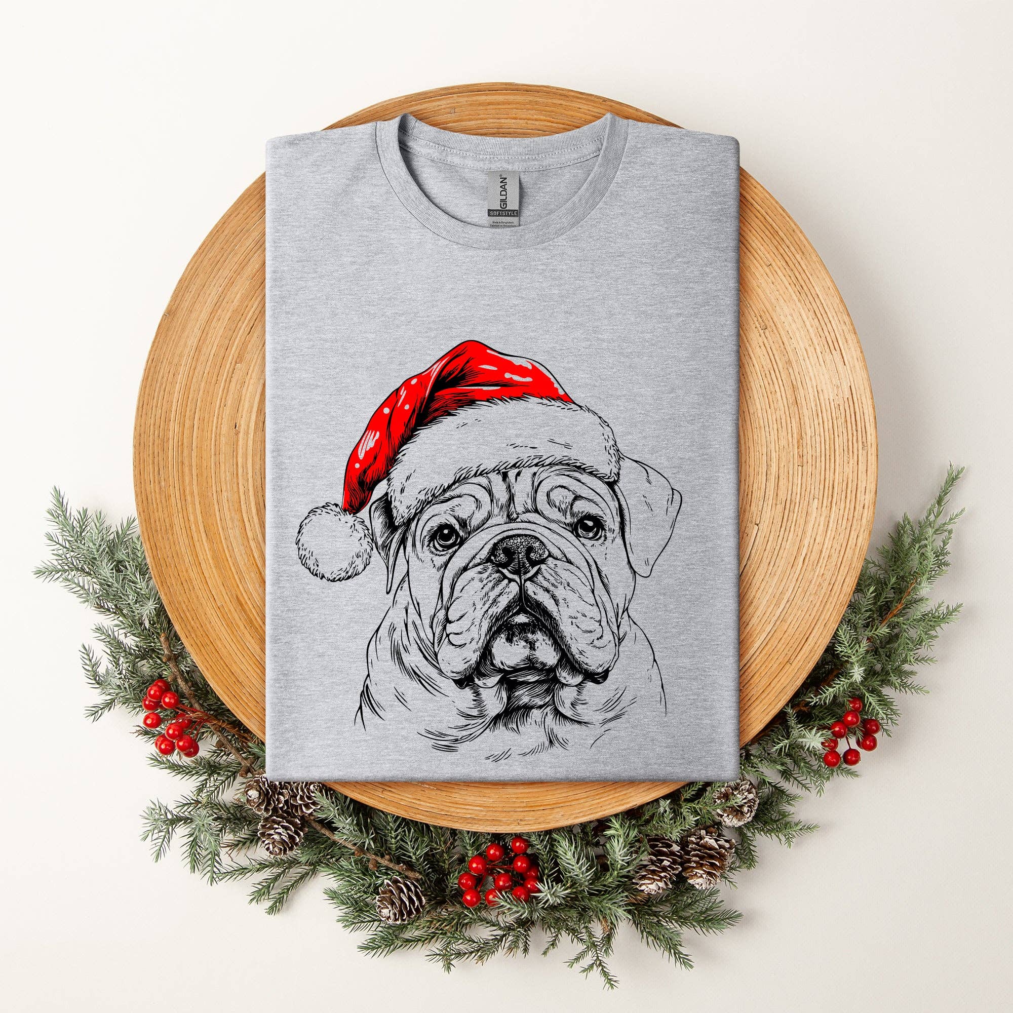 English Bulldog, Santa, Dog, Christmas Dog Lover Pet T-Shirt Hoodie, Sweatshirt | PodTeesHub.com