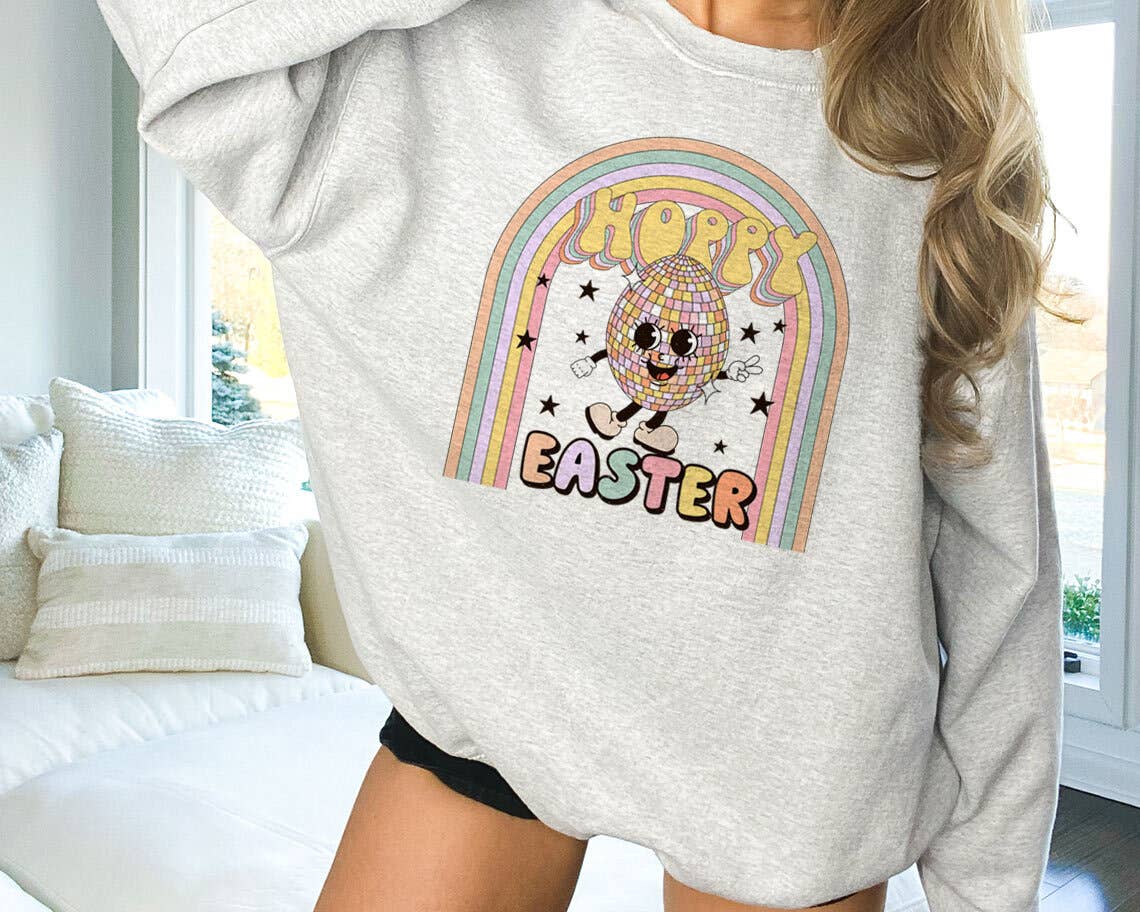 Hoppy Easter Disco Egg - Cute Easter Retro Sweatshirt T-Shirts, Hoodie | PodTeesHub.com