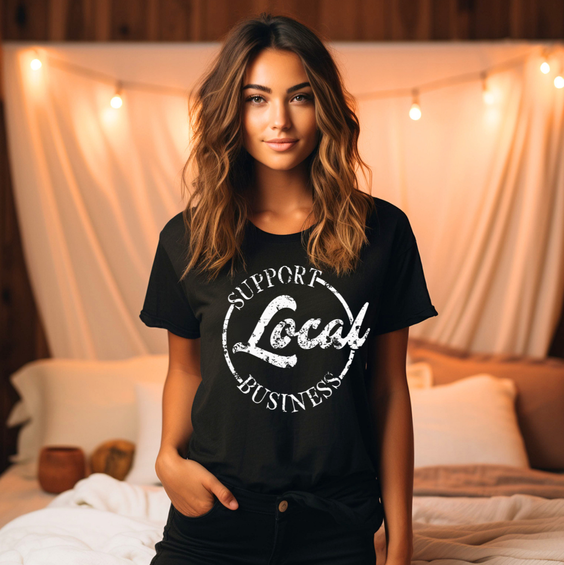 Support Local Business Tee - White Hoodie, Sweatshirt | PodTeesHub.com