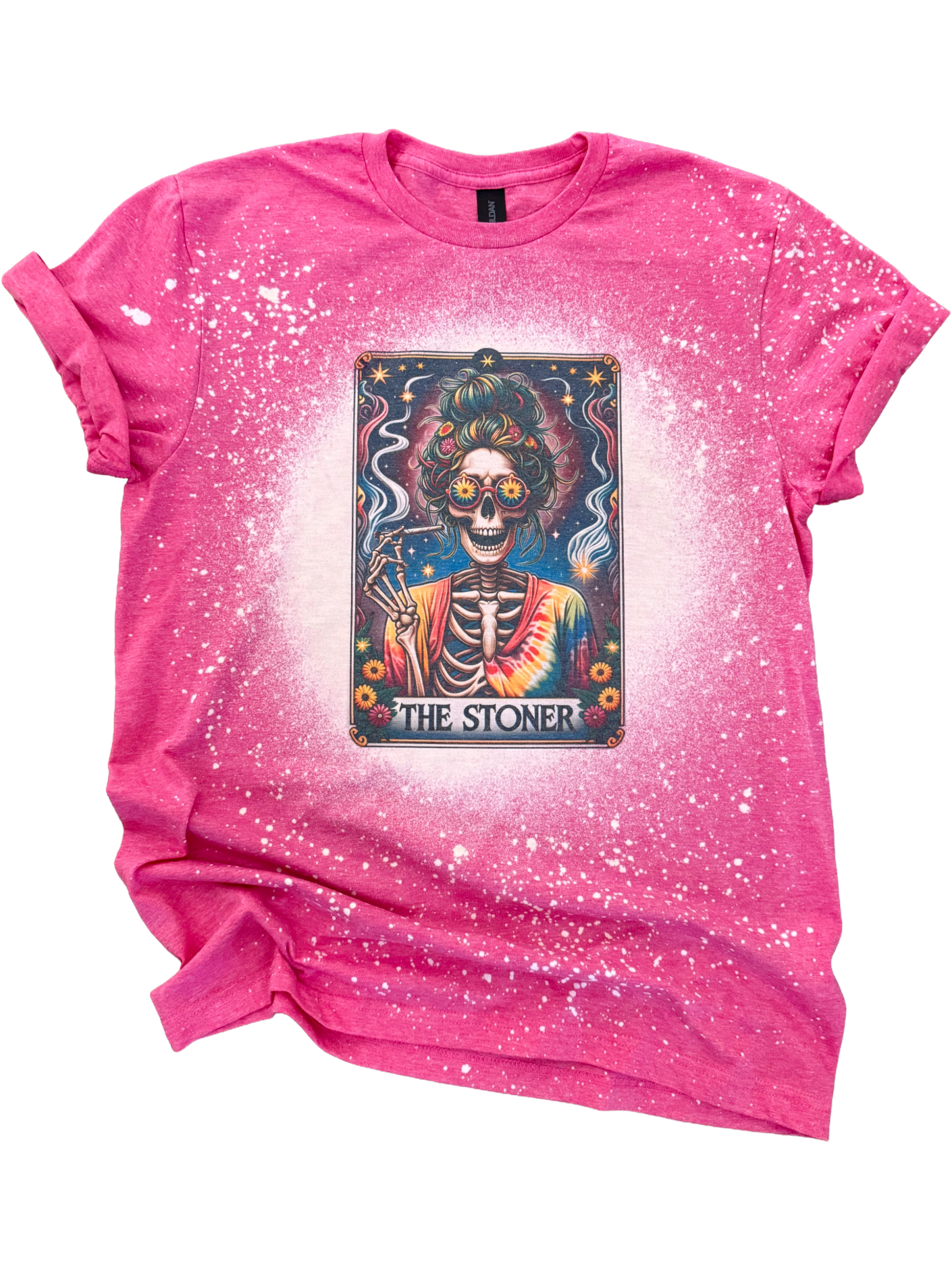 The Stoner - Skeleton Tarot Card Bleached Tee Hoodie, Sweatshirt | PodTeesHub.com