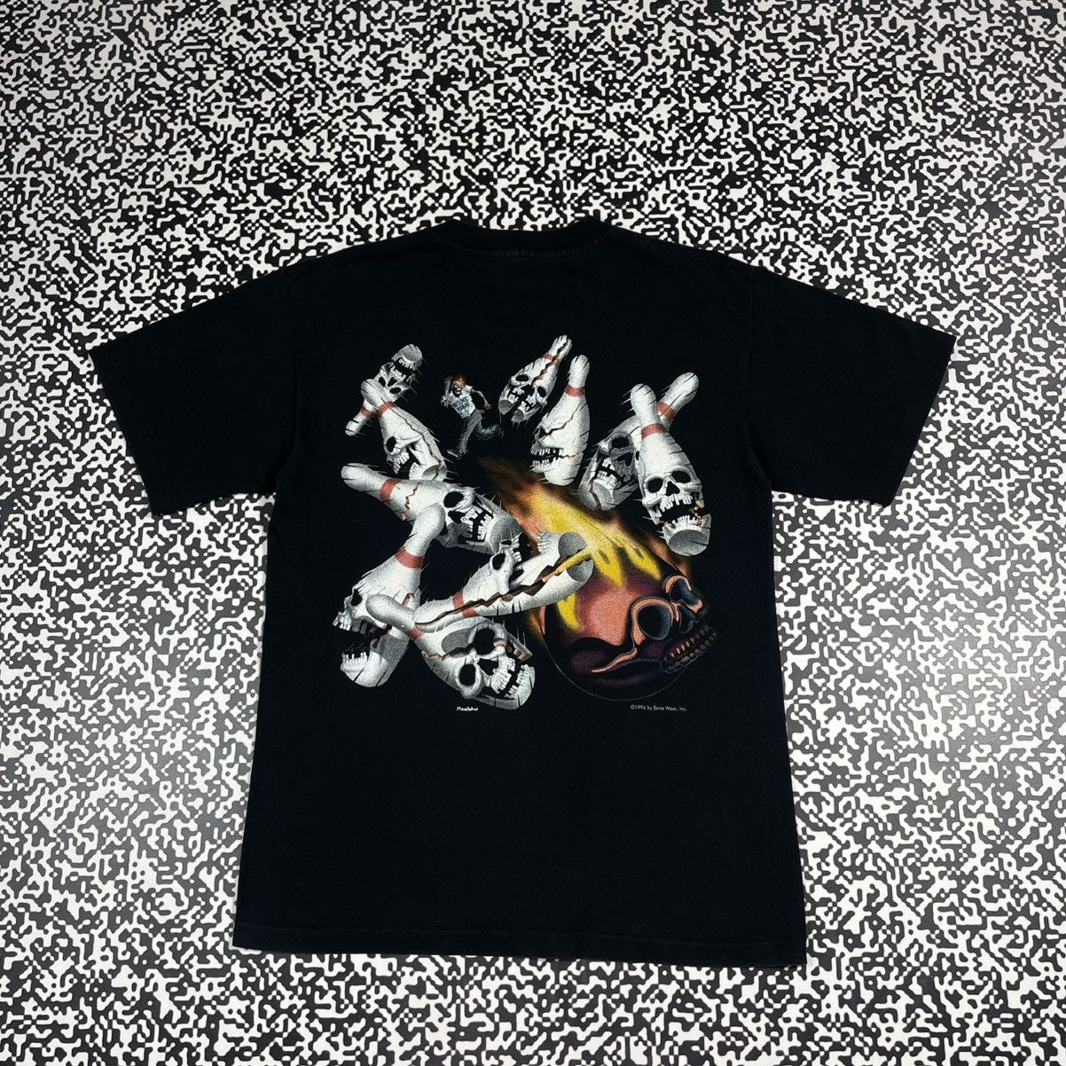 Japanese Brand Vintage 1996 Bone Man Skull Bones Logo Bowling Retro T Shirt Hoodie, Sweatshirt | PodTeesHub.com
