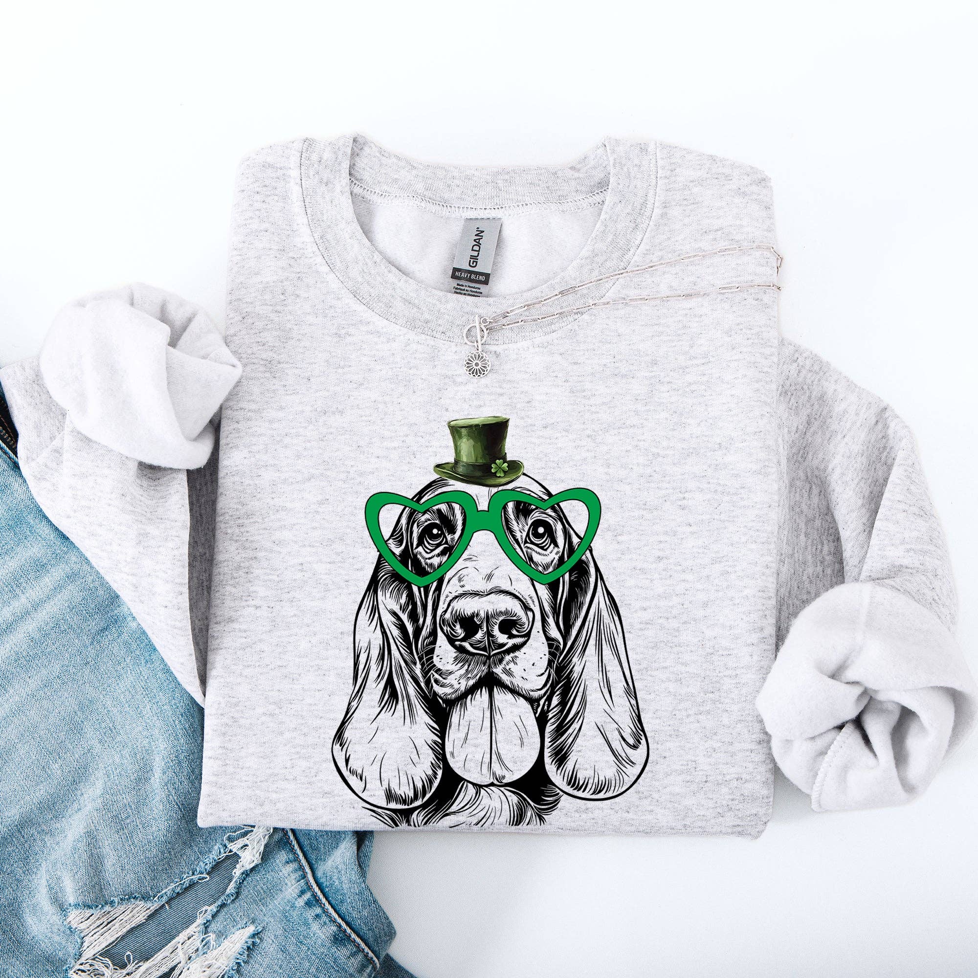 Basset Hound Dog, St Patrick's Day, Lucky, Irish Sweatshirt T-Shirts, Hoodie | PodTeesHub.com