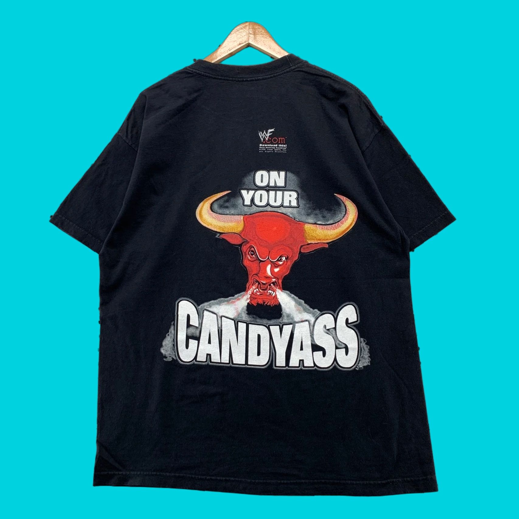 Vintage Wwf Rock Candyass T Shirt Men Xl Black Layeth The Smacketh Wrestling 90s Hoodie, Sweatshirt | PodTeesHub.com