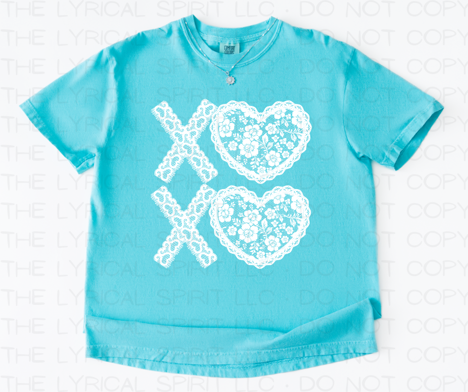 Exclusive Xoxo White Lace T-Shirt Hoodie, Sweatshirt | PodTeesHub.com