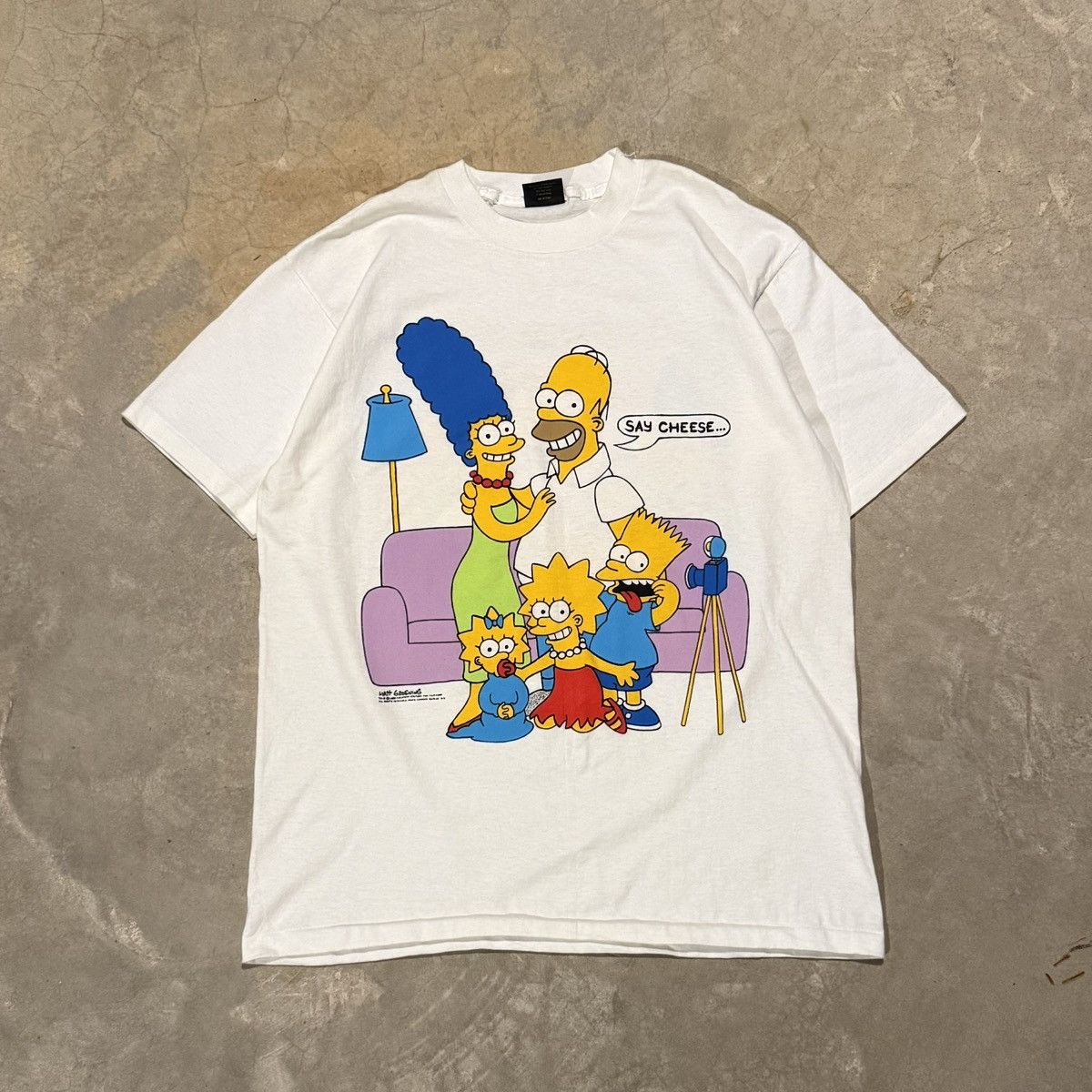 Vintage Vtg 1989 The Simpsons Portrait Say Cheese Cartoon Tee Bart Hoodie, Sweatshirt | PodTeesHub.com