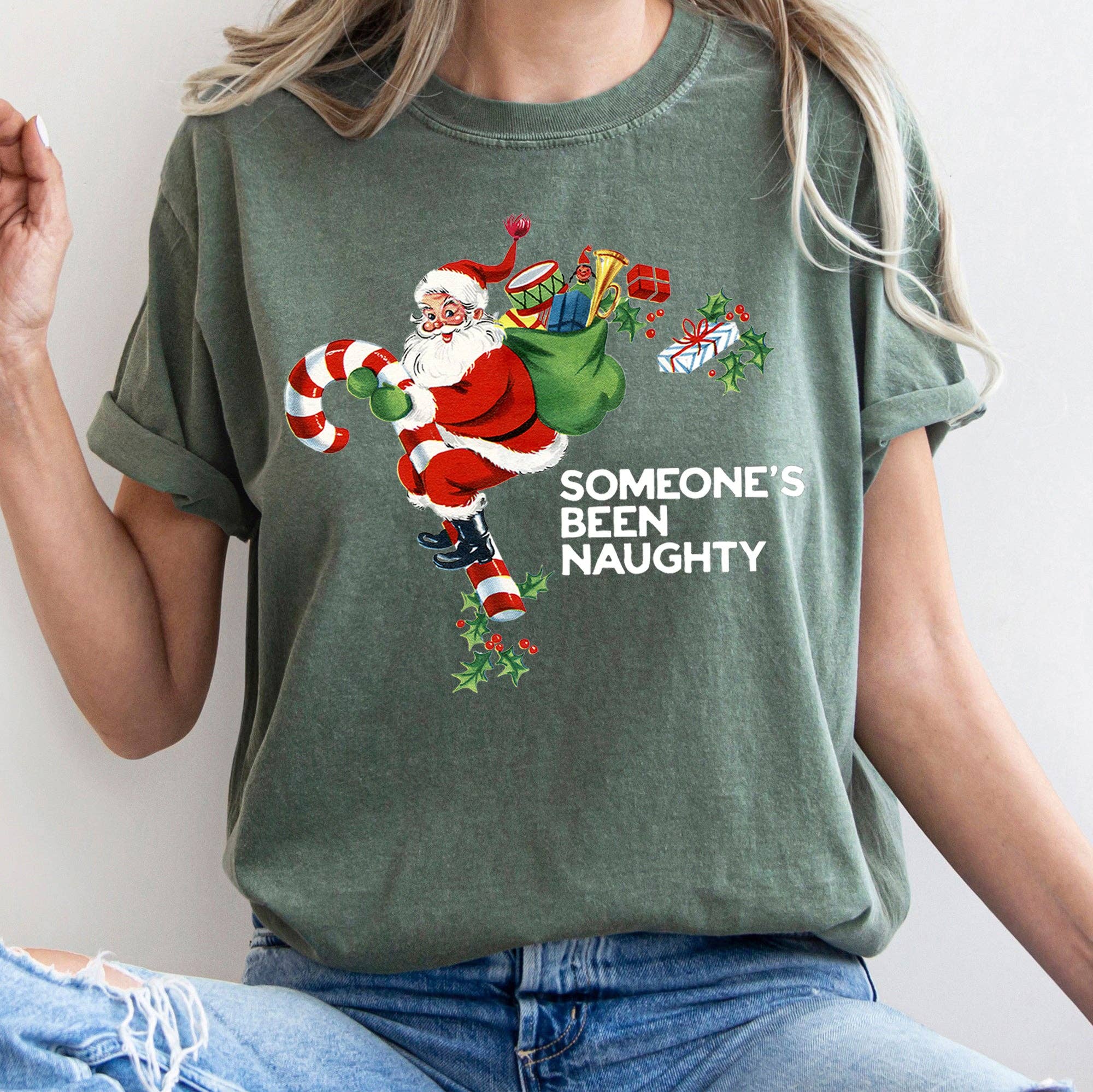 Someone's Been Naughty, Santa, Retro, Christmas, Tshirt Hoodie, Sweatshirt | PodTeesHub.com