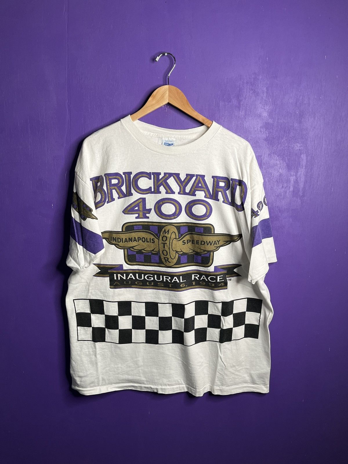 Salem Sportswear X Vintage Vintage 1994 Brickyard 400 Inaugural Race Aop T Shirt Hoodie, Sweatshirt | PodTeesHub.com