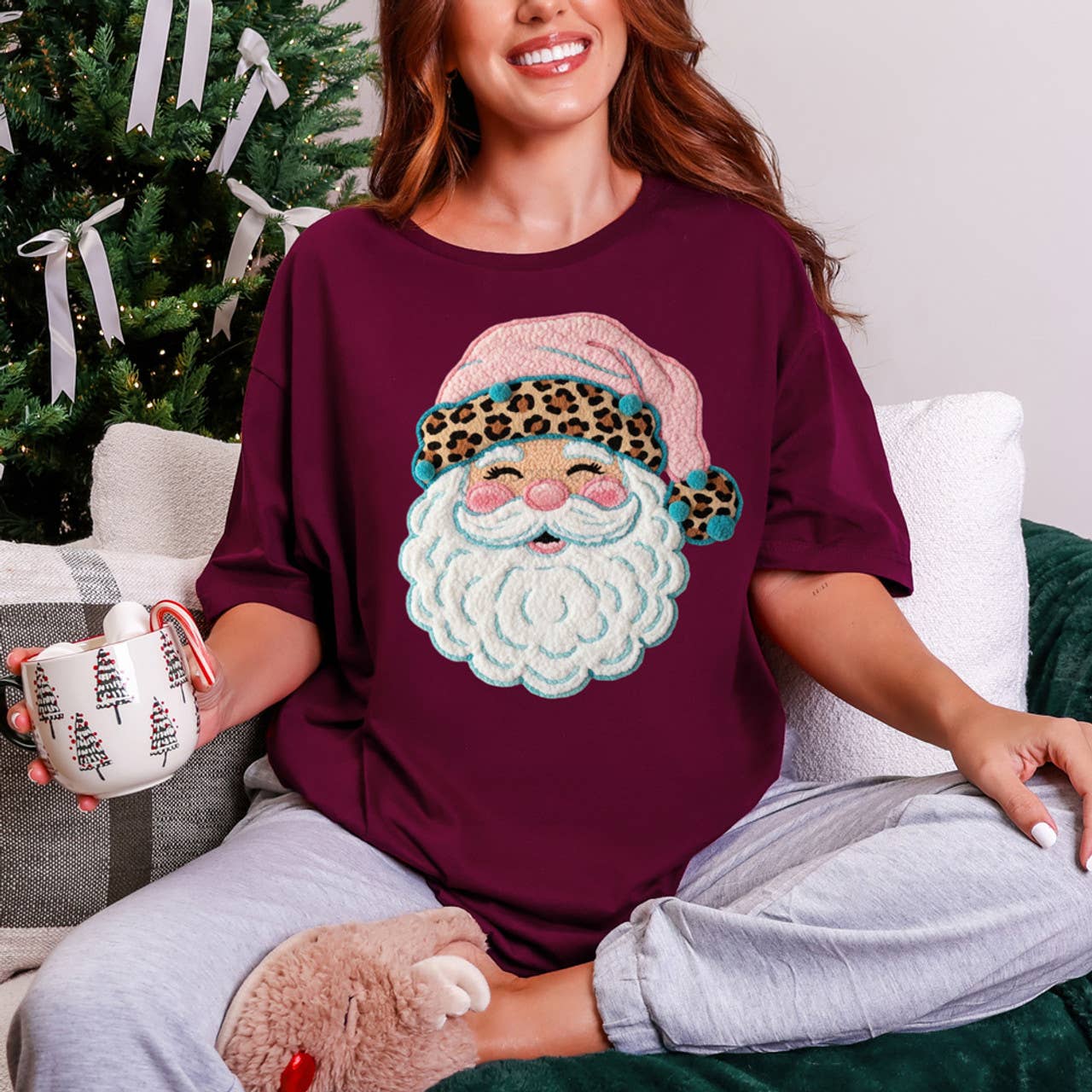 Leopard Santa Tee Hoodie, Sweatshirt | PodTeesHub.com