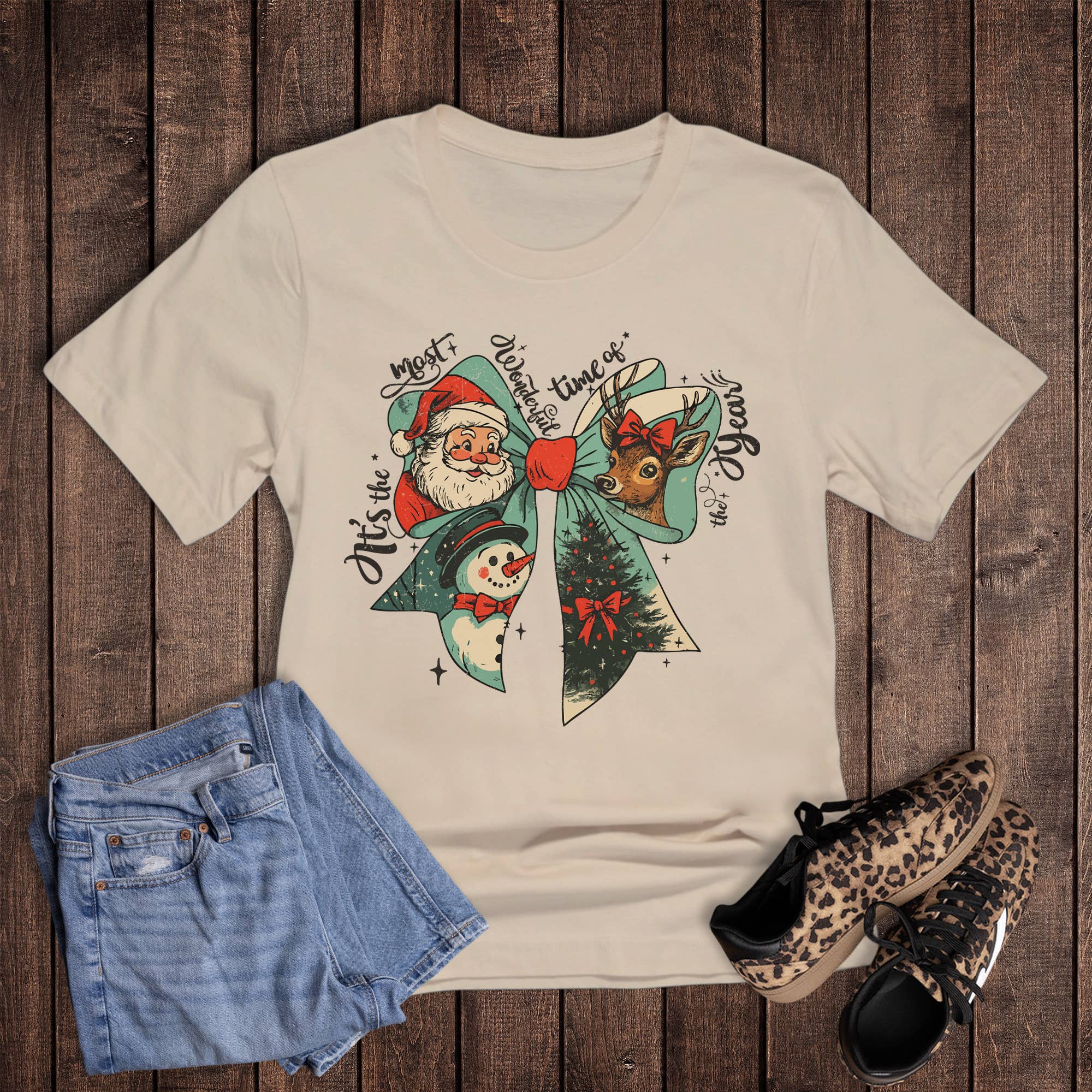 Christmas Wonderful Time of Year Bow Graphic Tee Hoodie, Sweatshirt | PodTeesHub.com