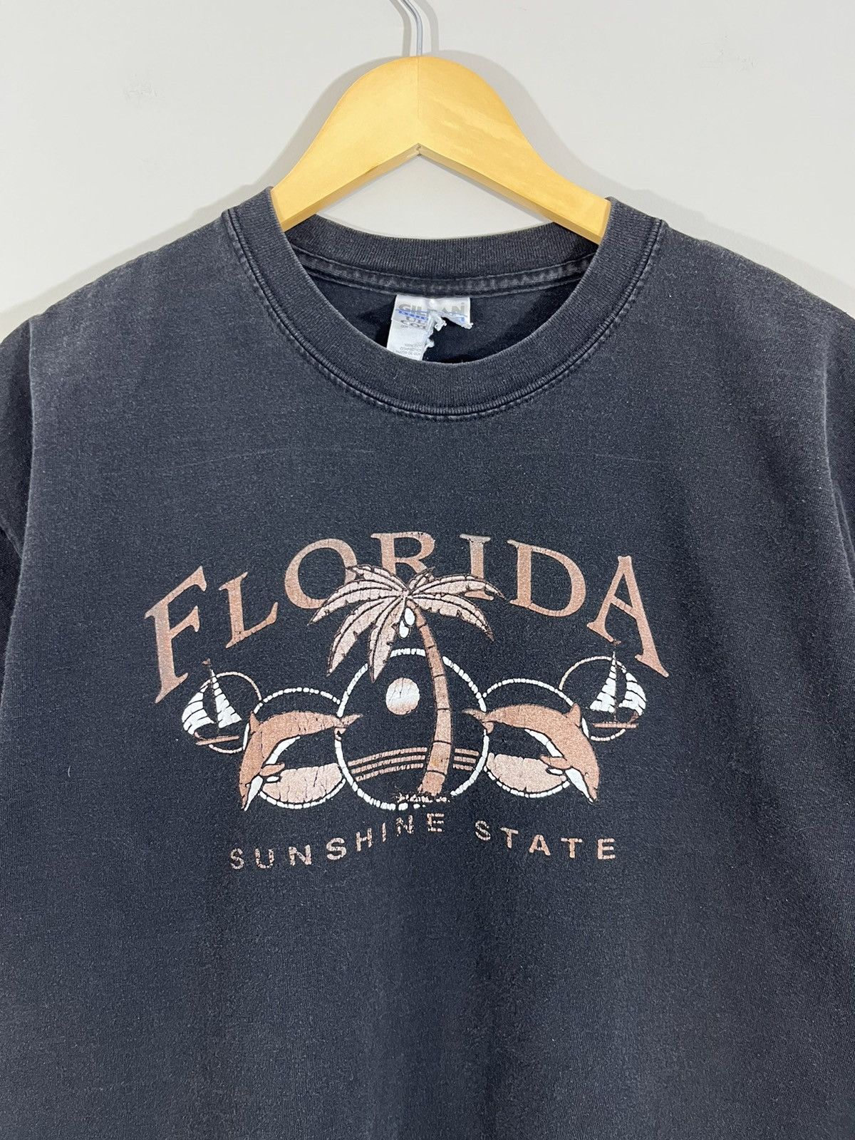 Vintage Florida Sun Faded Black Distressed Tee Hoodie, Sweatshirt | PodTeesHub.com