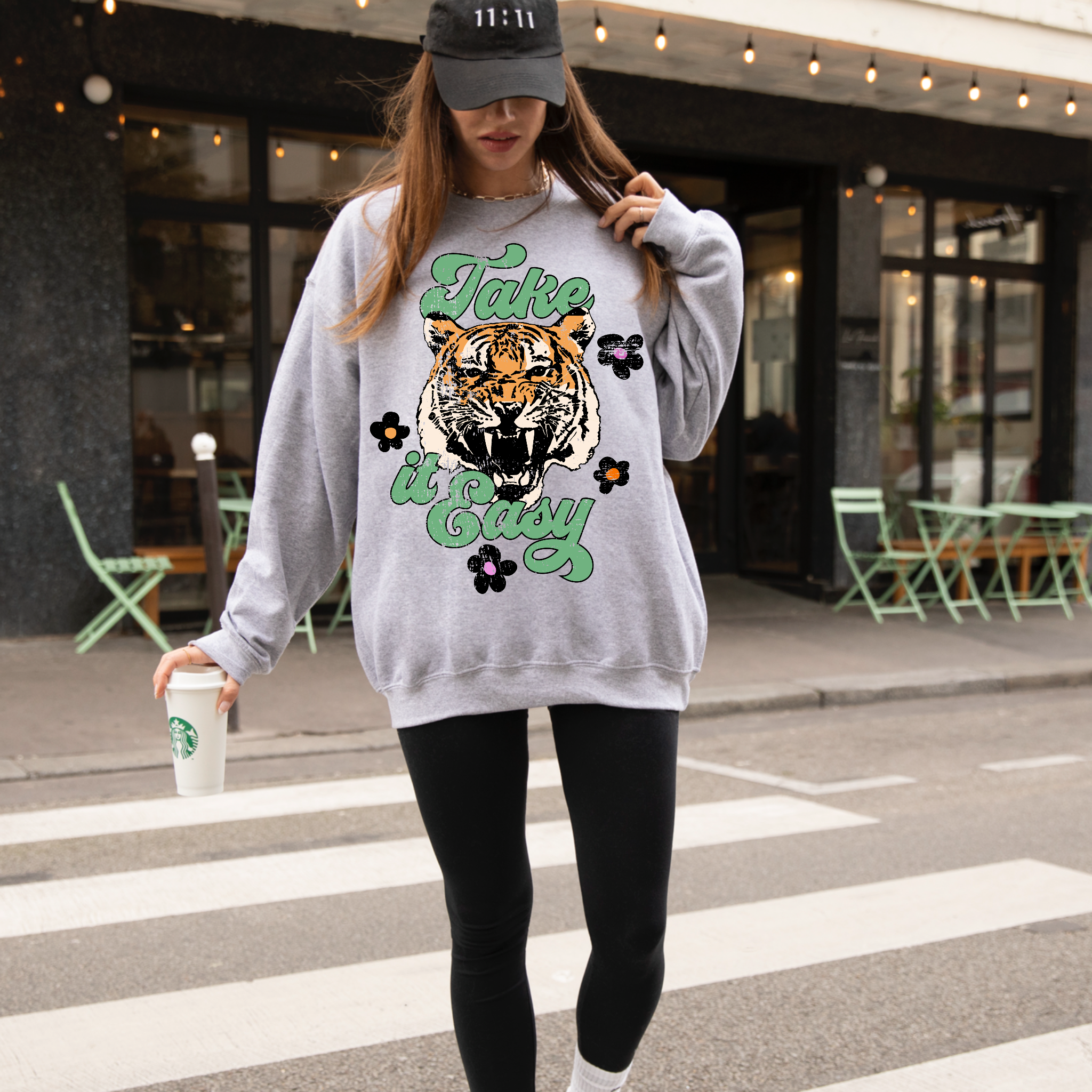 Take It Easy Retro Preppy Graphic Tee Crewneck Hoodie, Sweatshirt | PodTeesHub.com