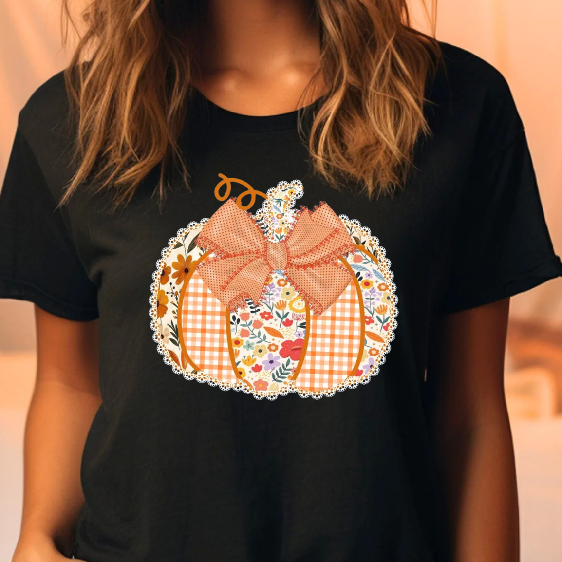 Ditsy Flower Pumpkin Tee Hoodie, Sweatshirt | PodTeesHub.com
