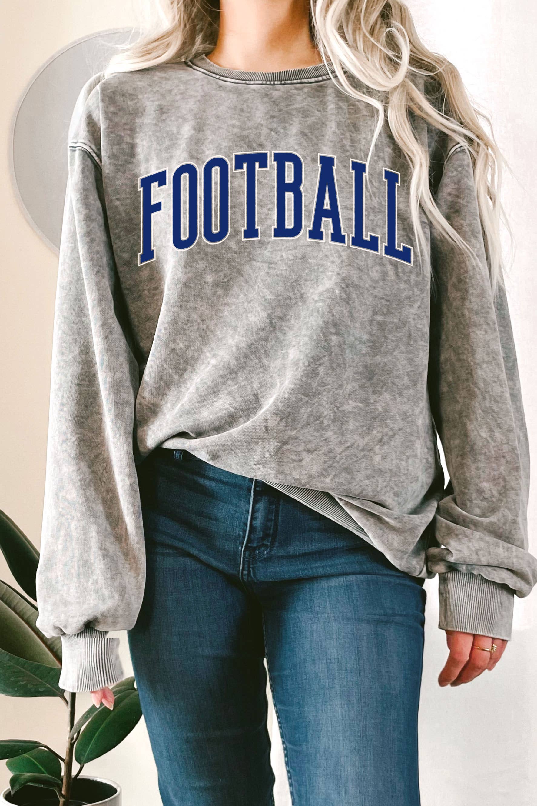 Football Puff Print Mineral Graphic Terry Sweatshirt T-Shirts, Hoodie | PodTeesHub.com