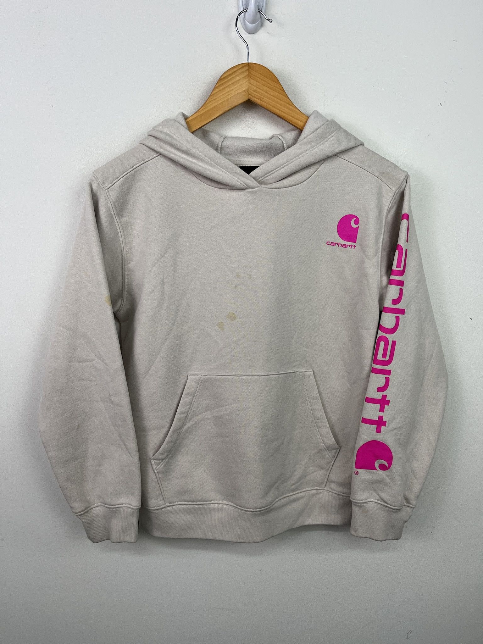 Vintage Carhartt Sleeve Print Logo Hoodie Size Xs T-Shirts, Sweatshirt | PodTeesHub.com