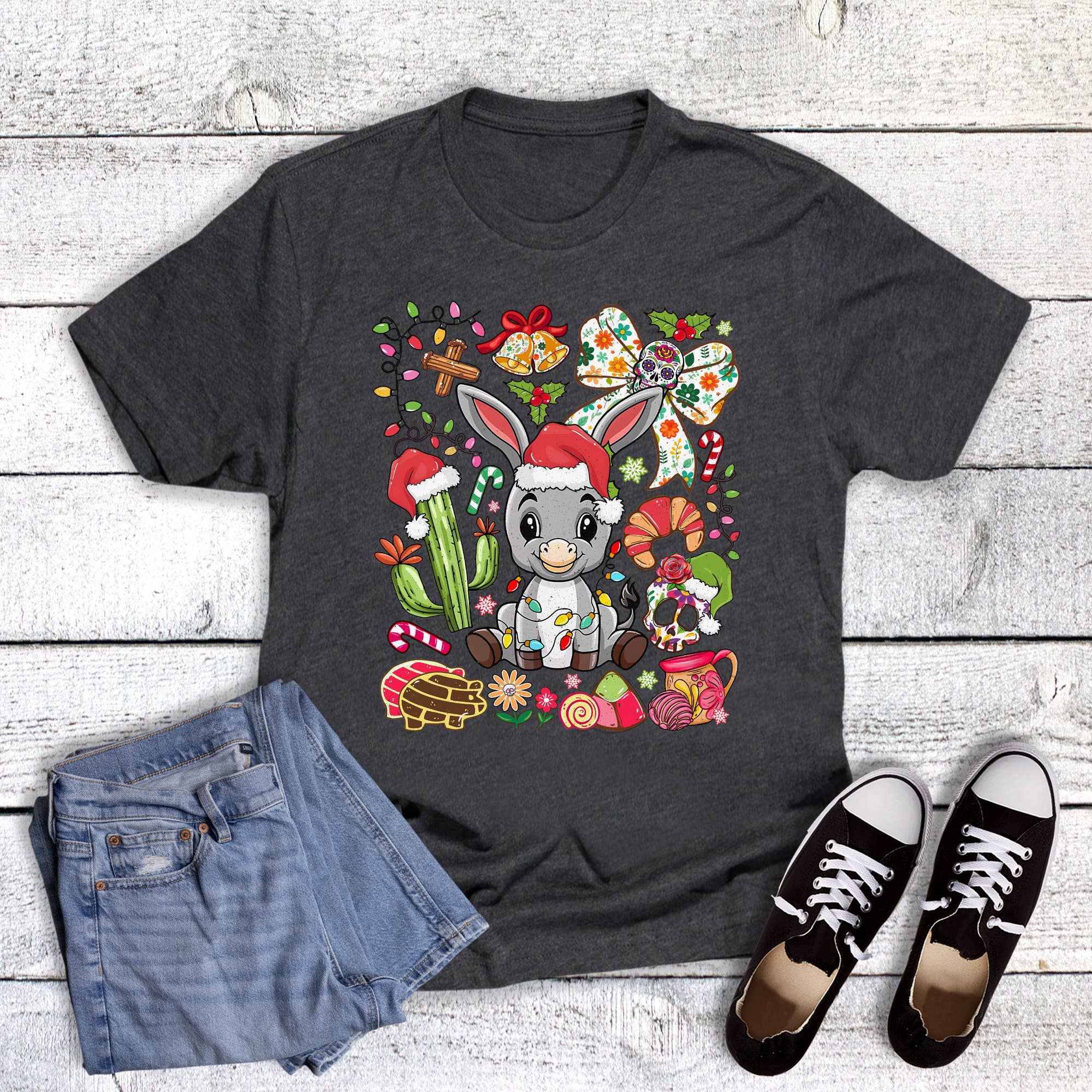 Christmas Donkey Feliz Navidad Graphic Tee Hoodie, Sweatshirt | PodTeesHub.com