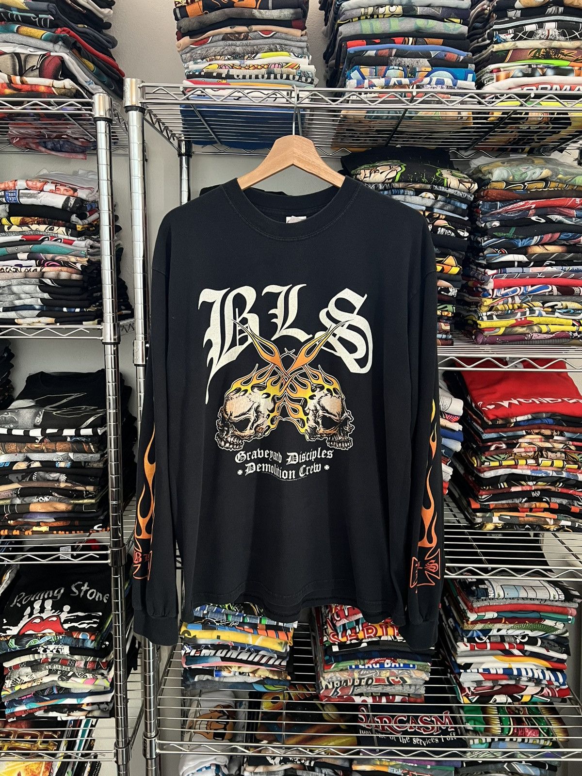 Band Tees 2006 Black Label Society Graveyard Disciples Flaming Sleeves Hoodie, Sweatshirt | PodTeesHub.com