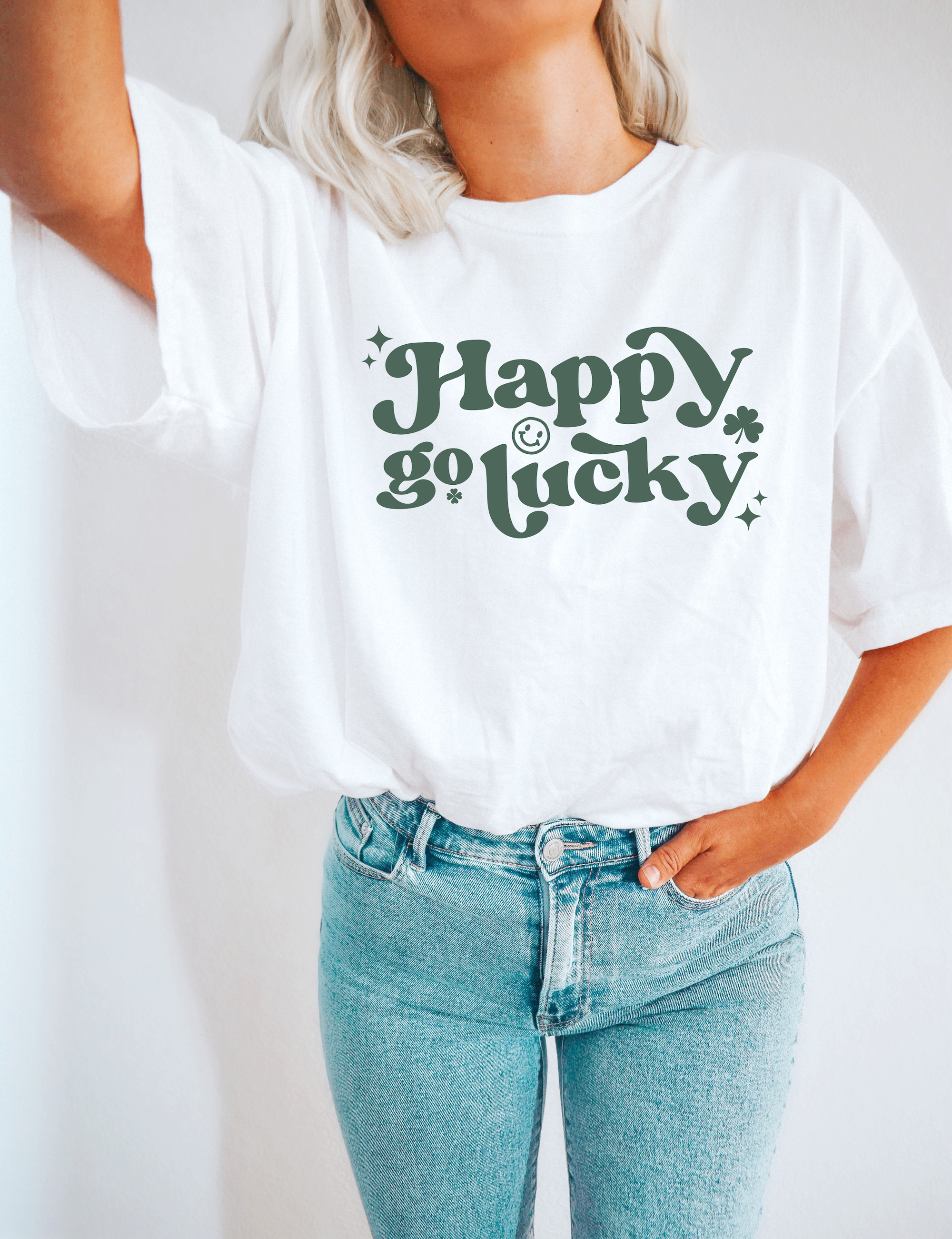 Happy Go Lucky, St. Patricks Day Shirt, Trendy Tee Hoodie, Sweatshirt | PodTeesHub.com