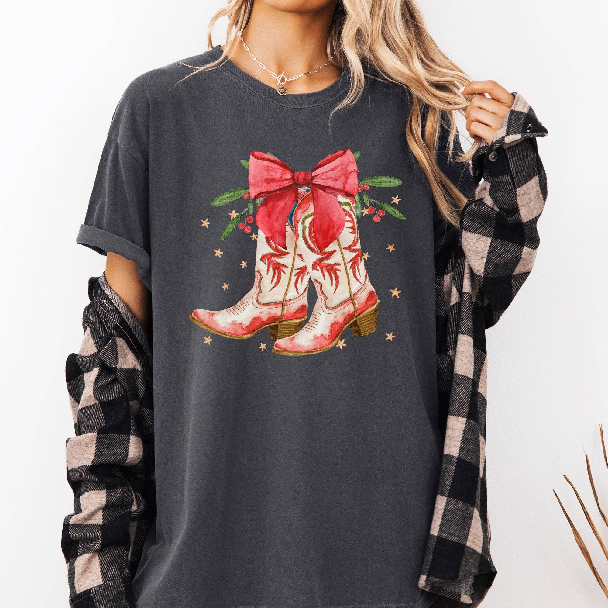 Cowgirl Boots, Cowboy, Mistletoe, Christmas Country Tshirt Hoodie, Sweatshirt | PodTeesHub.com