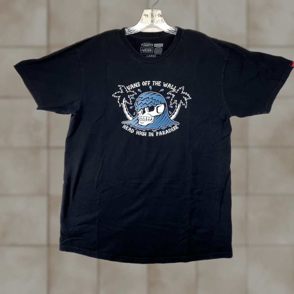 Vans Off Wall Skull Wave Paradise Black Cotton Large 90s Retro Logo Short Slee T-Shirts, Hoodie, Sweatshirt