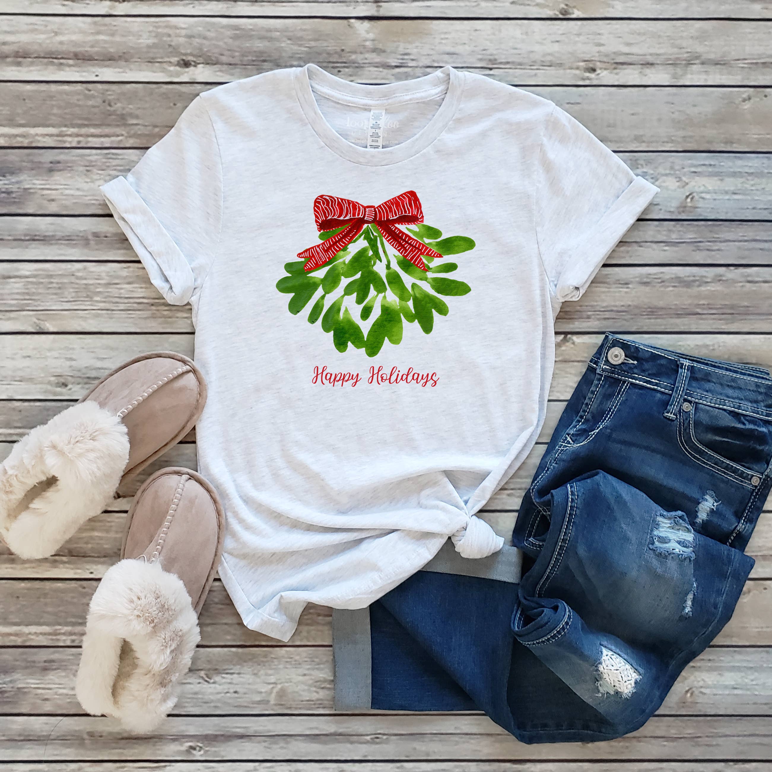 Happy Holidays Mistletoe Tee | Christmas | Sizes XS-2XL Hoodie, Sweatshirt | PodTeesHub.com