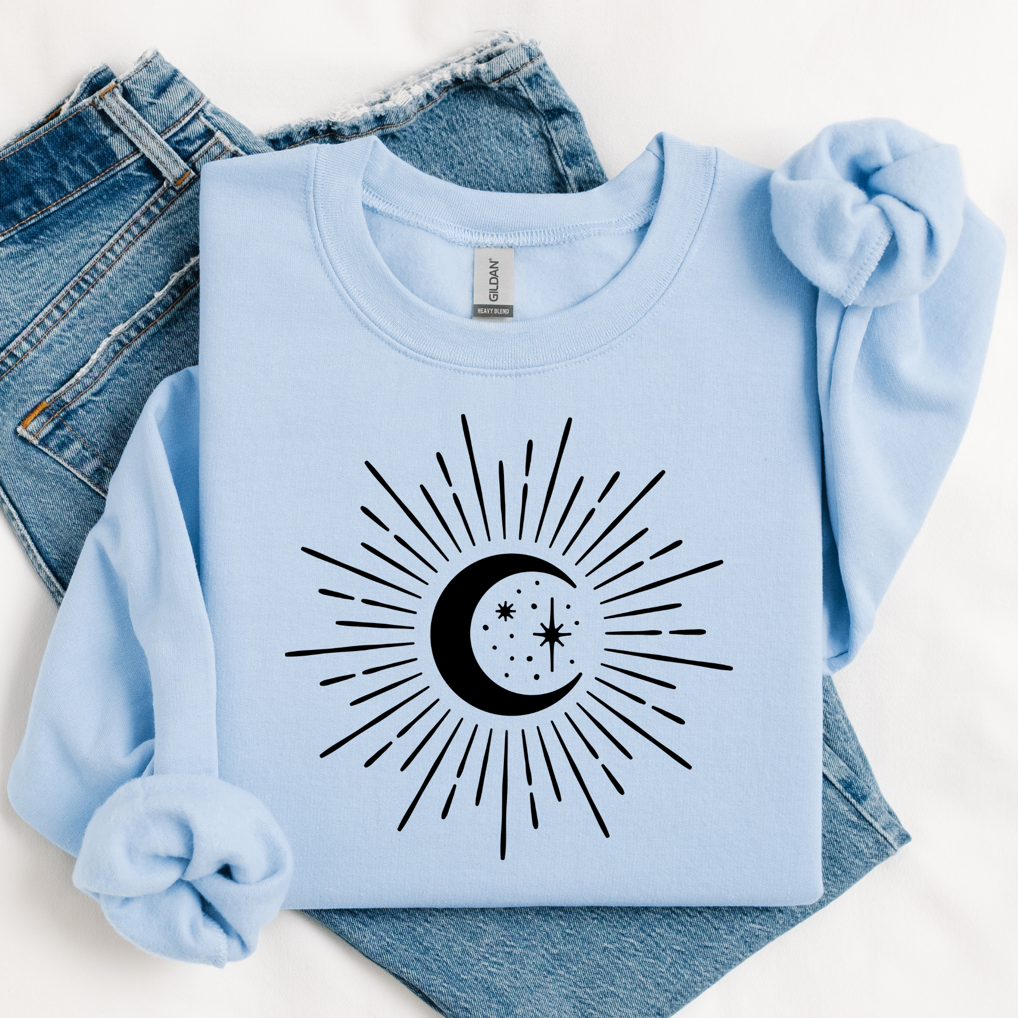 Moon and Stars Boho Graphic Tee Hoodie, Sweatshirt | PodTeesHub.com