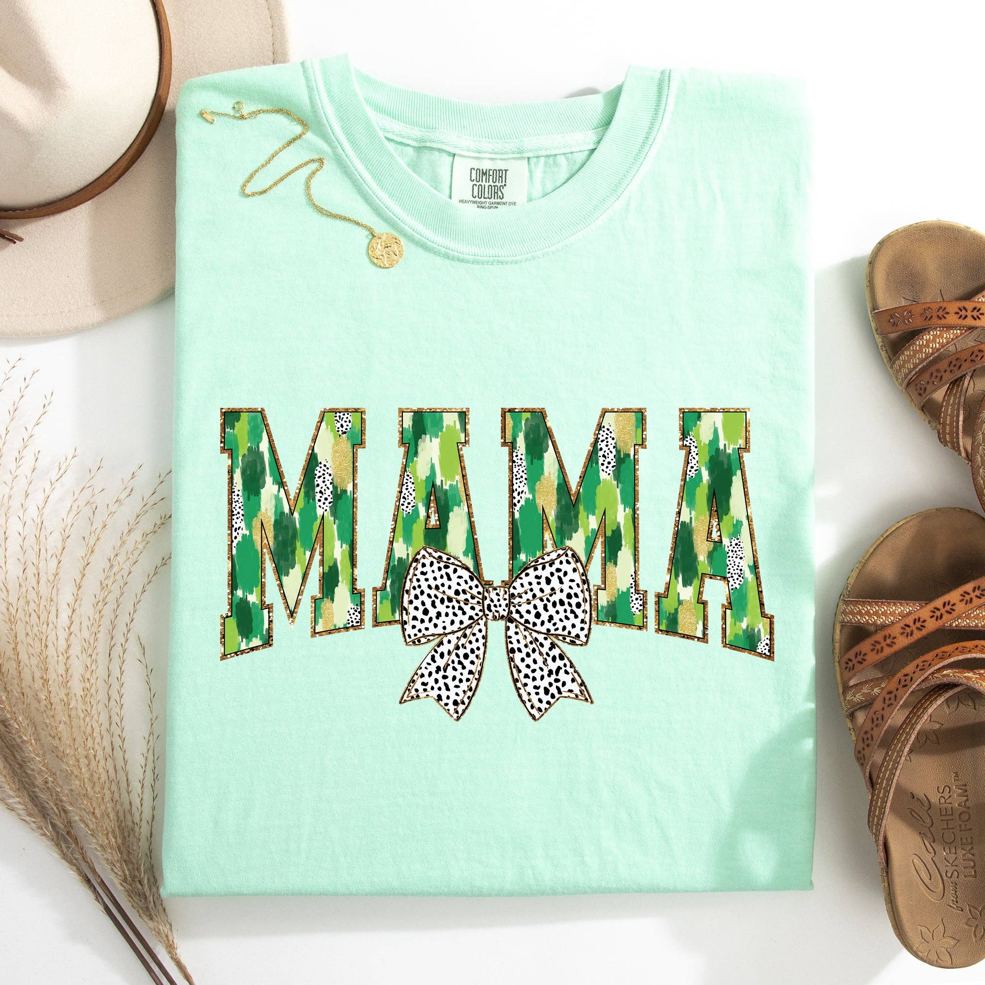 Mama, Painted, Dalmatian Bow, St Patrick's Day Clover Tshirt Hoodie, Sweatshirt | PodTeesHub.com
