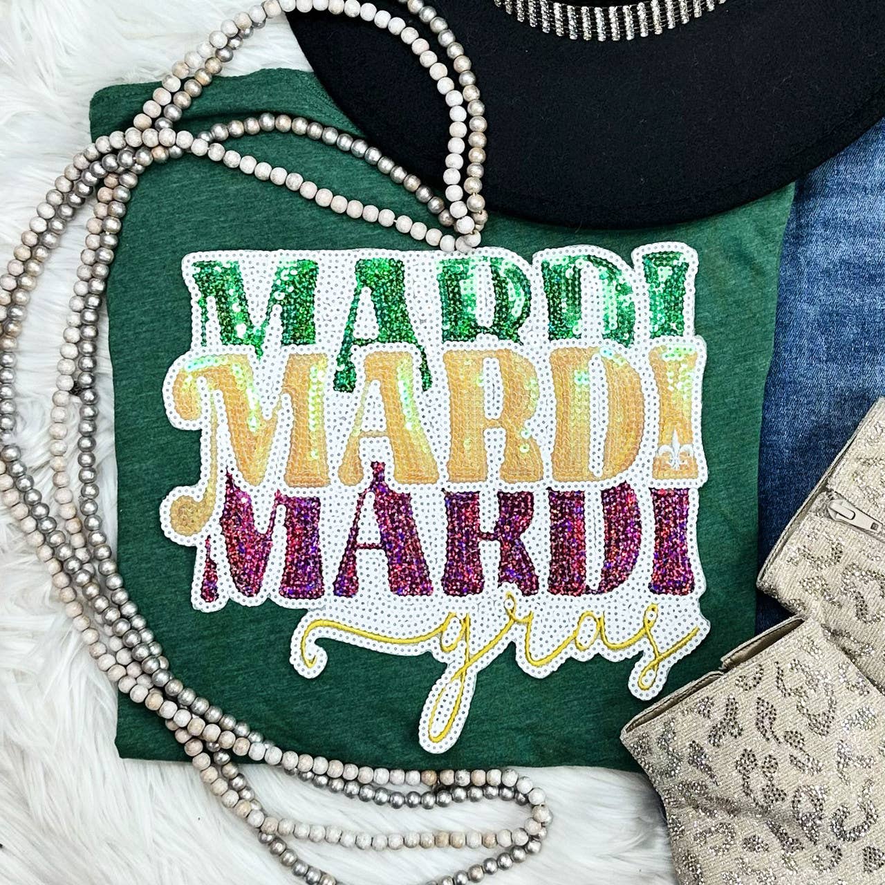 Mardi Gras Stacked Words Patch Everyday Tee Hoodie, Sweatshirt | PodTeesHub.com